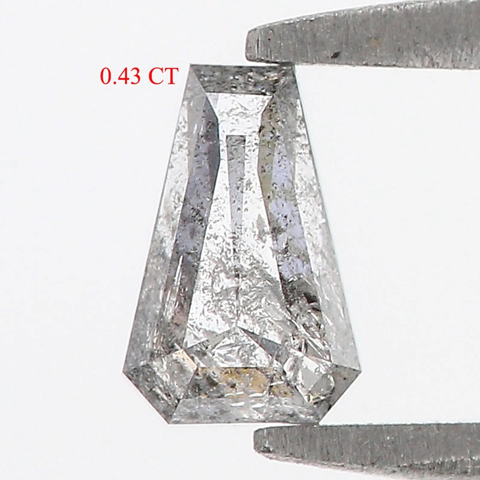 0.43 Ct Natural Loose Coffin Shape Diamond Salt Pepper Coffin Cut Diamond 5.90 MM Natural Black Grey Color Coffin Rose Cut Diamond QN914