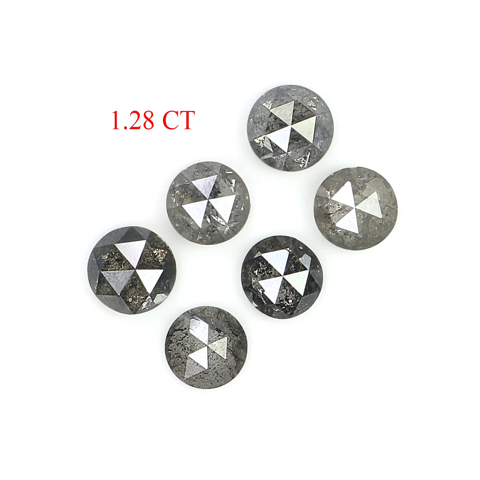 1.28 Ct Natural Loose Round Rose Cut Diamond Salt And Pepper Round Diamond 3.50 MM Natural Black Grey Color Round Rose Cut Diamond KQ2395