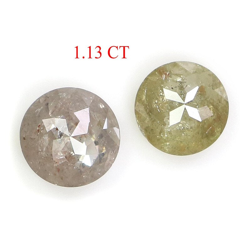1.13 CT Natural Loose Round Rose Cut Pair Diamond Grey Color Round Shape Diamond 5.10 MM Natural Green Color Round Rose Cut Diamond NQ1956