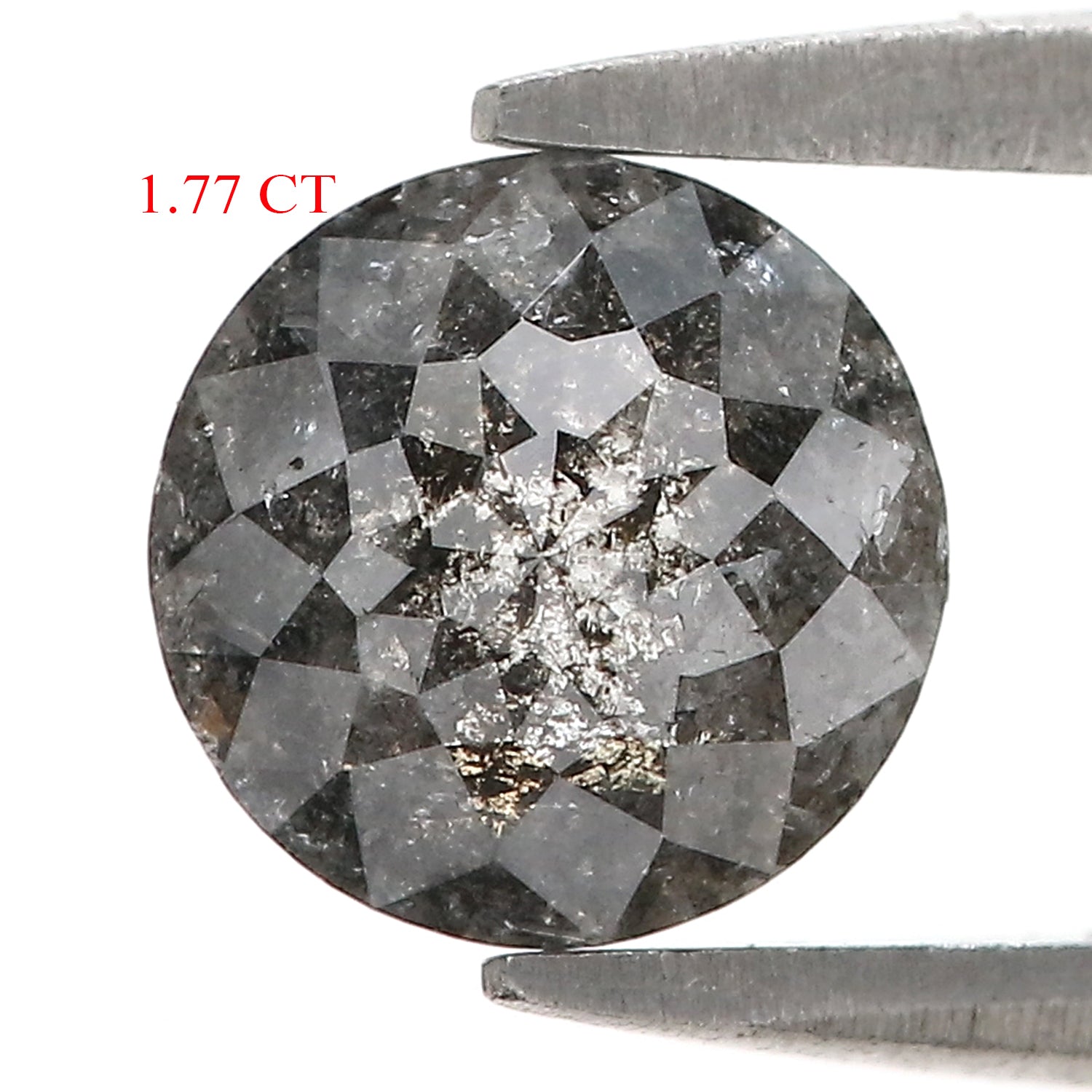 1.77 Ct Natural Loose Round Rose Cut Diamond Salt And Pepper Round Shape Diamond 6.95 MM Natural Black Grey Round Rose Cut Diamond LQ9888