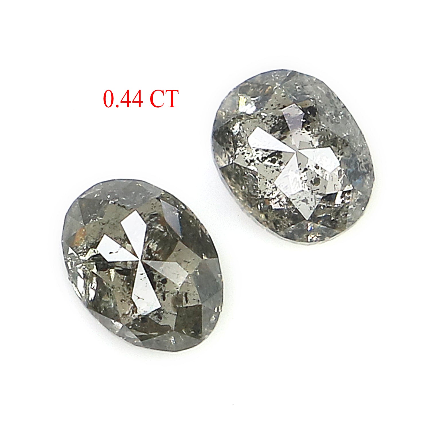 0.44 CT Natural Loose Oval Cut Pair Diamond Salt And Pepper Oval Shape Diamond 4.25 MM Natural Loose Black Grey Oval Rose Cut Diamond LQ3248