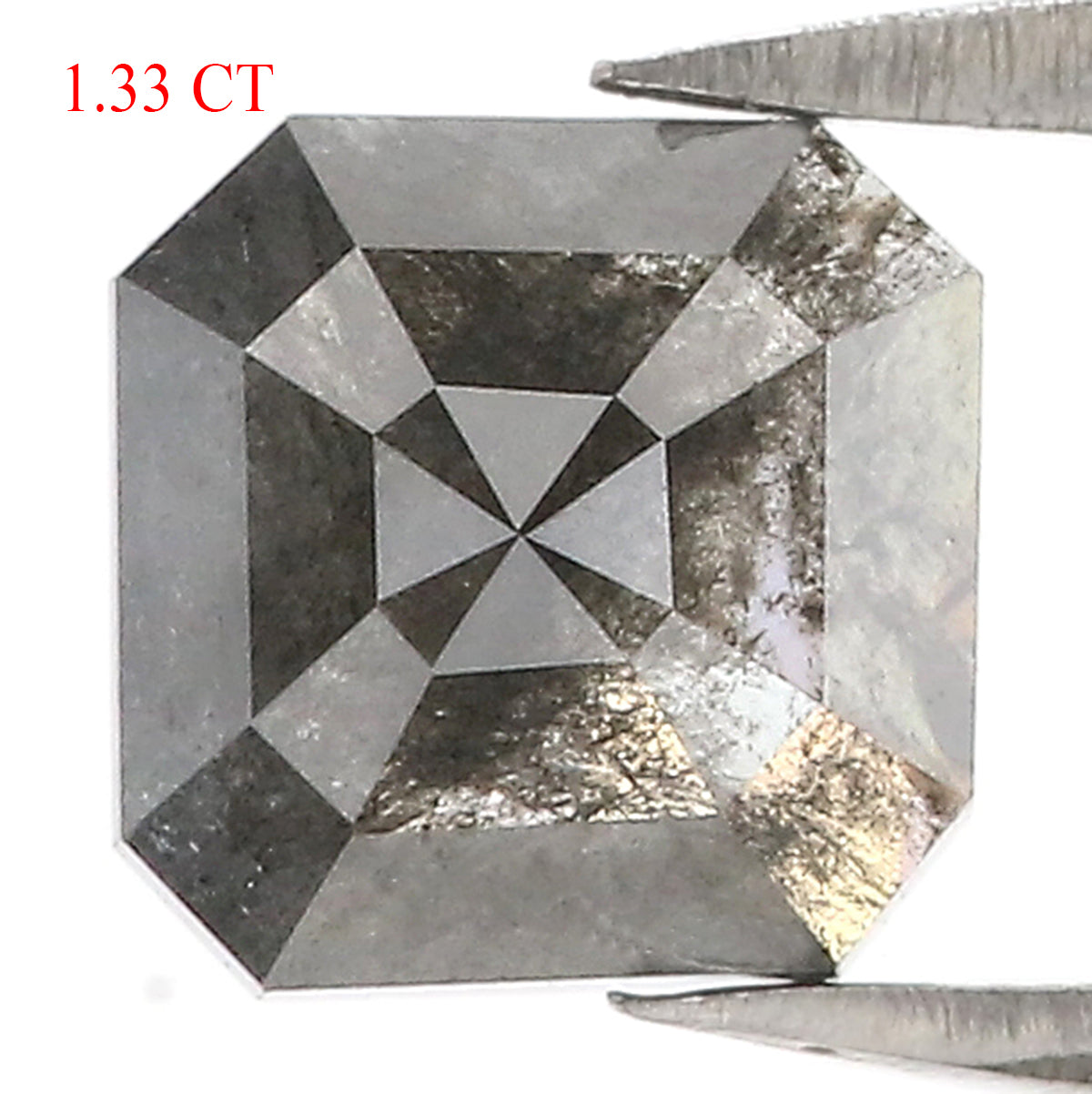 1.33 CT Natural Loose Asscher Shape Diamond Salt And Pepper Asscher Shape Diamond 6.90 MM Black Grey Color Asscher Rose Cut Diamond QL3029