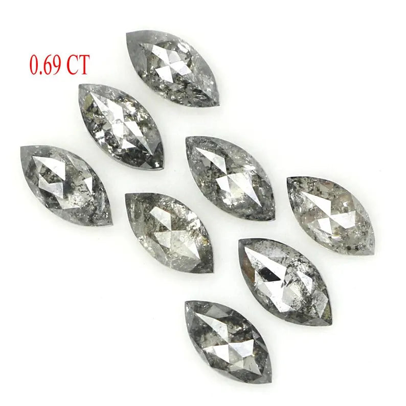 0.69 CT Natural Loose Marquise Shape Diamond Salt And Pepper Marquise Cut Diamond 4.10 MM Black Grey Color Marquise Rose Cut Diamond QN1600