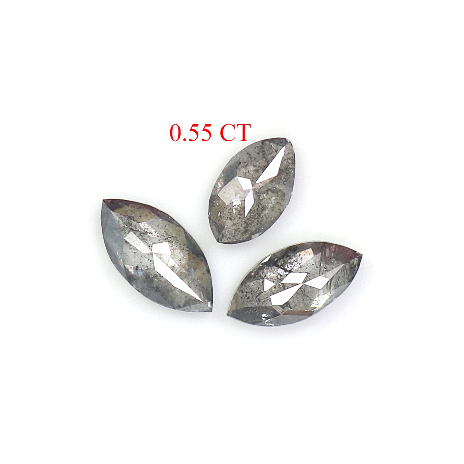 0.55 CT Natural Loose Marquise Shape Diamond Salt And Pepper Marquise Cut Diamond 4.80 MM Black Grey Color Marquise Rose Cut Diamond QL2458