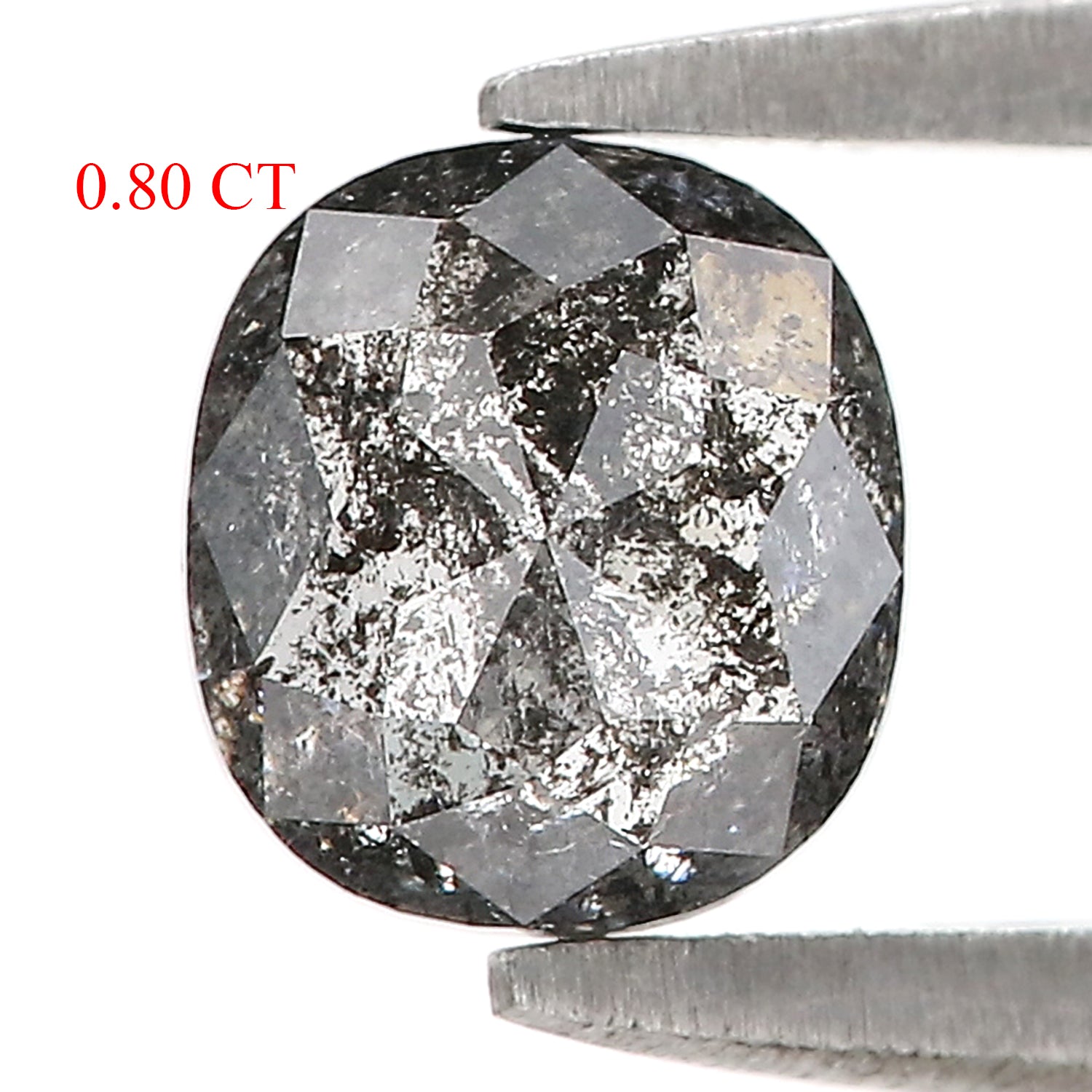 0.80 CT Natural Loose Cushion Shape Diamond Salt And Pepper Cushion Diamond 5.95 MM Black Grey Color Cushion Shape Rose Cut Diamond QL762