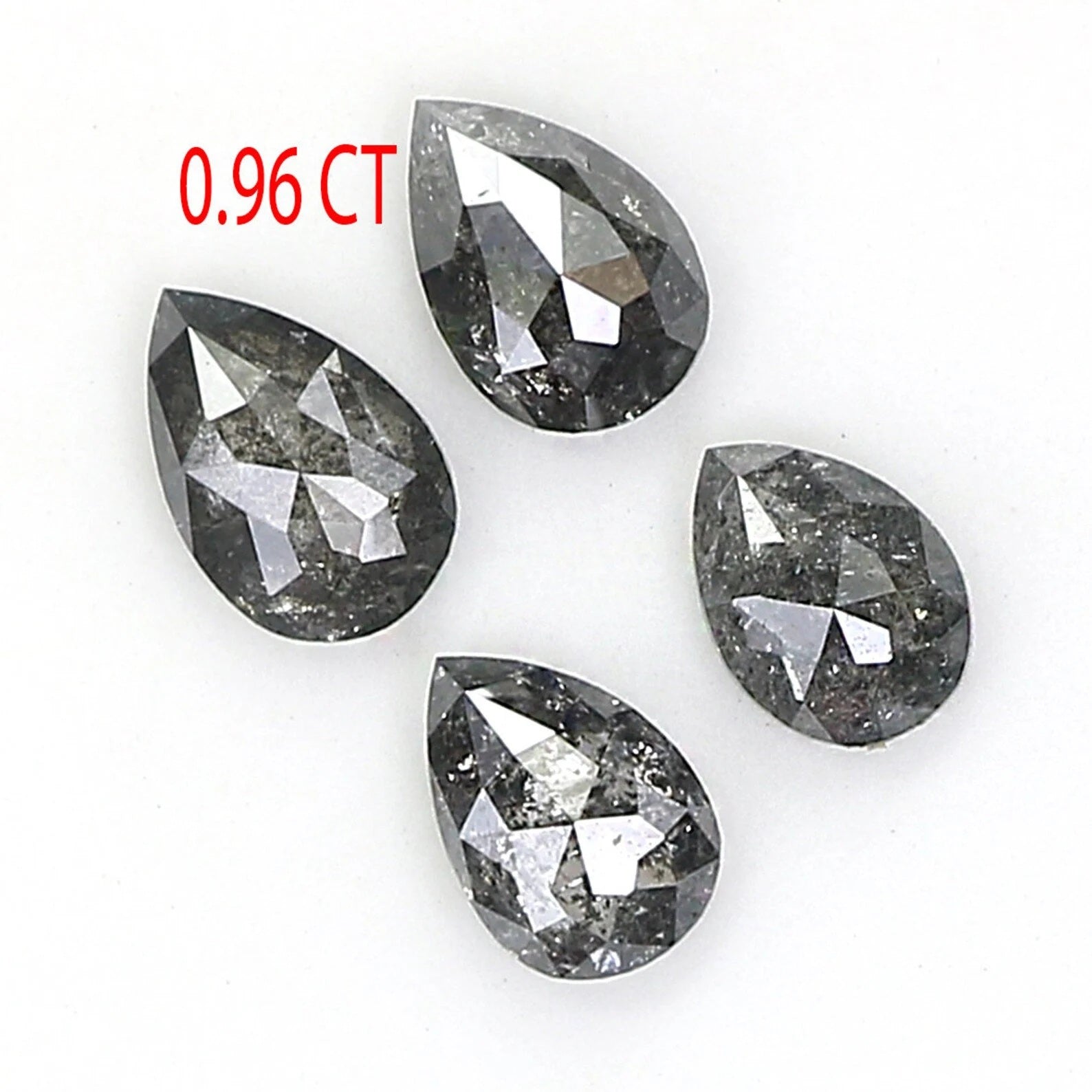 0.96 CT Natural Loose Pear Shape Diamond Salt And Pepper Pear Diamond 4.60 MM Natural Loose Black Grey Color Pear Rose Cut Diamond QN1425