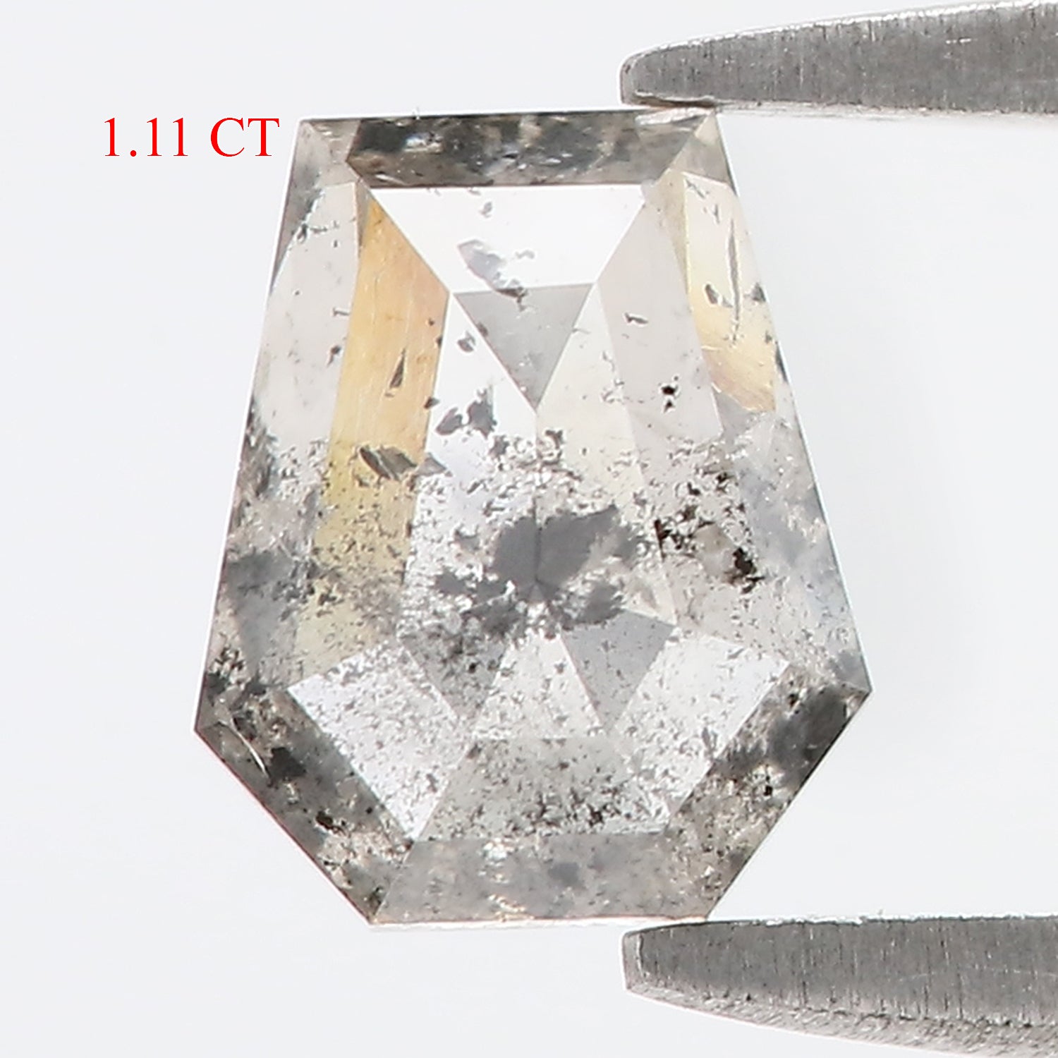1.11 CT Natural Loose Coffin Shape Diamond Salt And Pepper Coffin Cut Diamond 6.80 MM Black Grey Color Coffin Shape Rose Cut Diamond QK2178