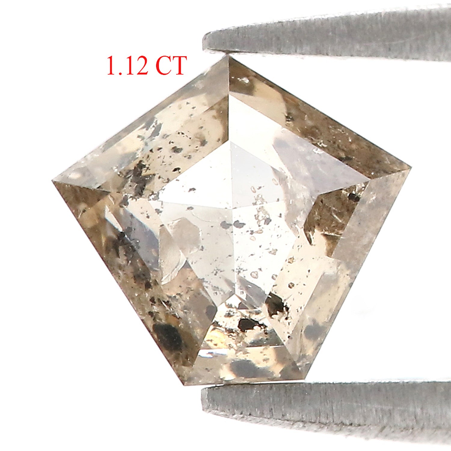 1.12 Ct Natural Loose Pentagon Shape Diamond Salt And Pepper Pentagon Diamond 7.10 MM Natural Loose Brown Pentagon Rose Cut Diamond QL9089