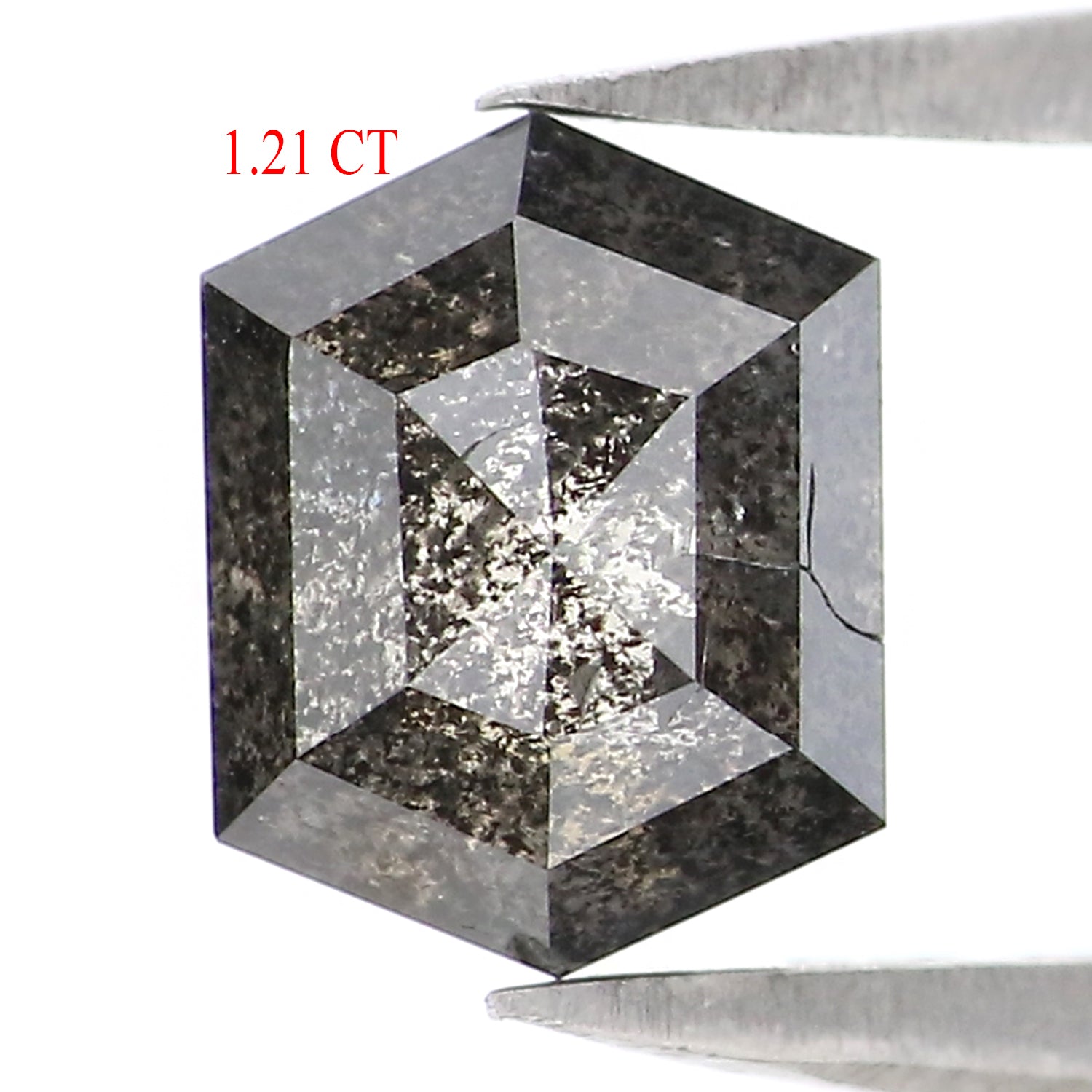 1.21 CT Natural Loose Hexagon Cut Diamond Salt And Pepper Hexagon Diamond 6.70 MM Natural Loose Black Grey Color Hexagon Cut Diamond LQ2976
