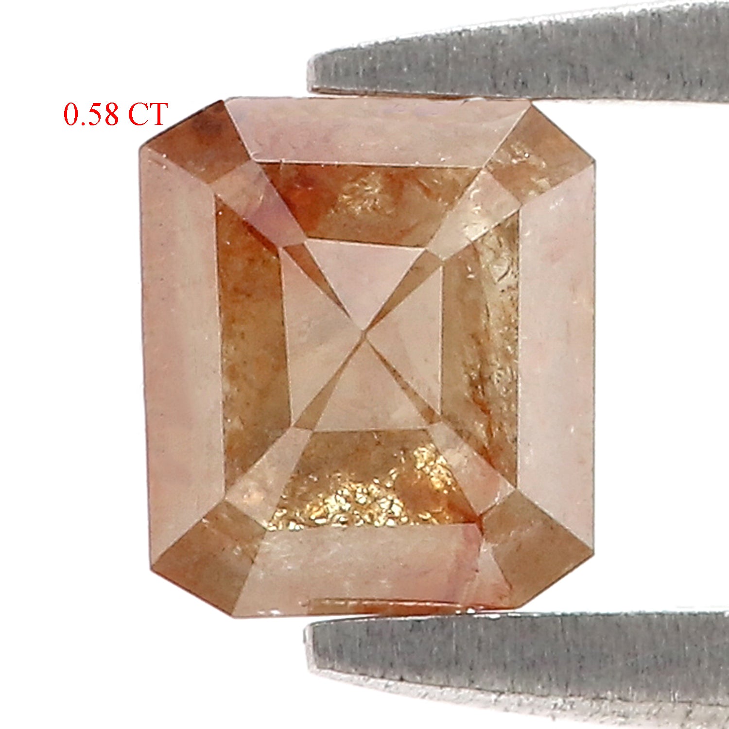 0.58 CT Natural Loose Emerald Shape Diamond Brown Color Emerald Diamond 5.30 MM Natural Diamond Brown ColorEmerald Rose Cut Diamond N2653