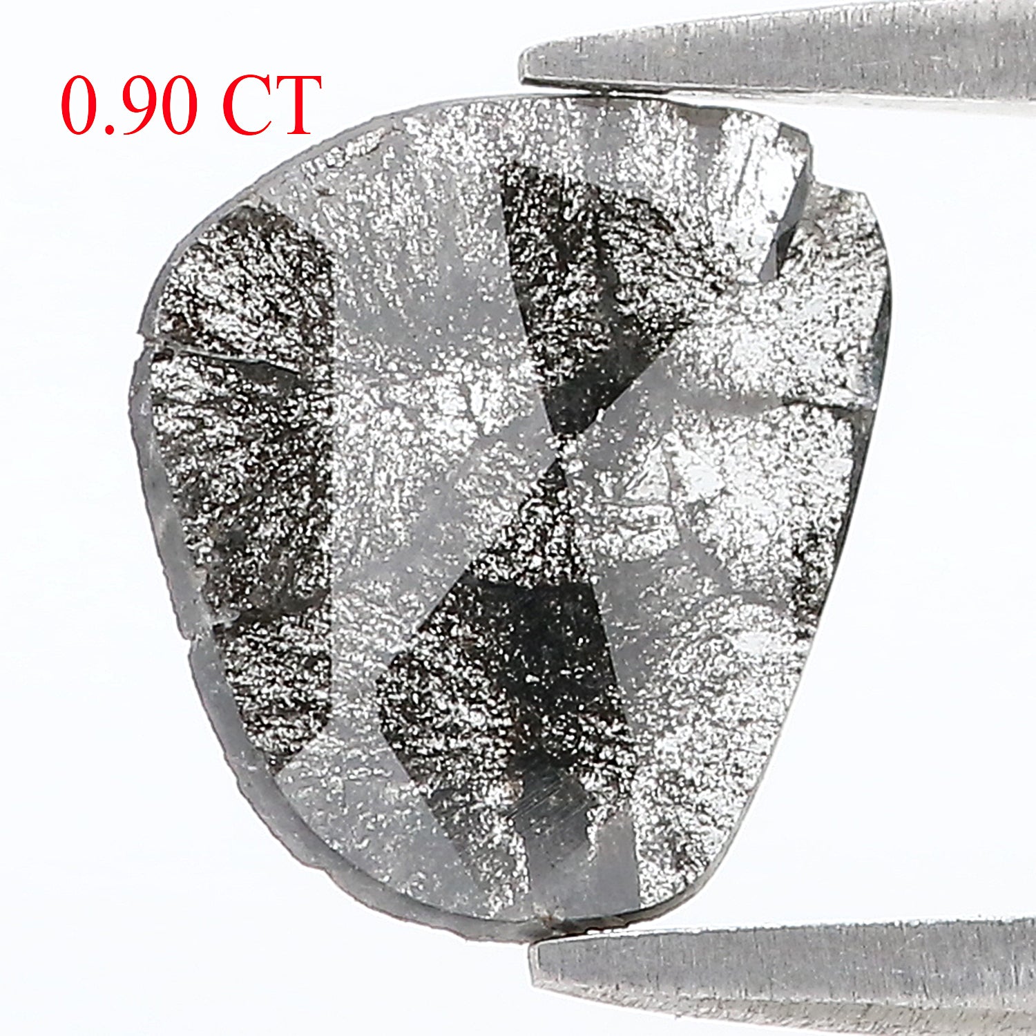 0.90 CT Natural Loose Slice Shape Diamond Salt And Pepper Slice Uncut Diamond 10.20 MM Natural Black Grey Slice Irregular Cut Diamond L3478