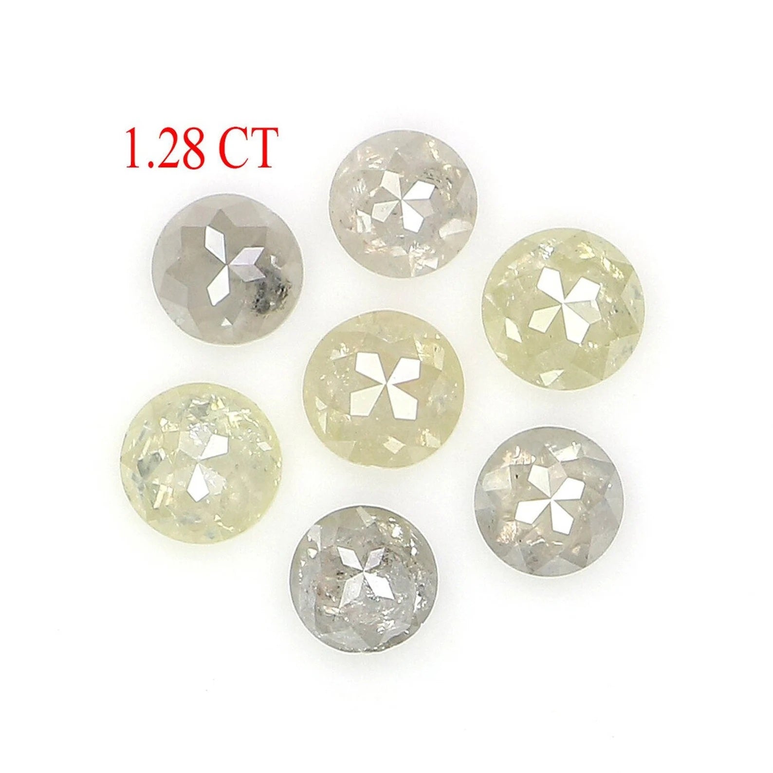 1.28 CT Natural Loose Round Diamond Yellow Grey Diamond Natural Loose Diamond 4.45 MM Round Rose Cut Diamond Round Shape Diamond NQ2457