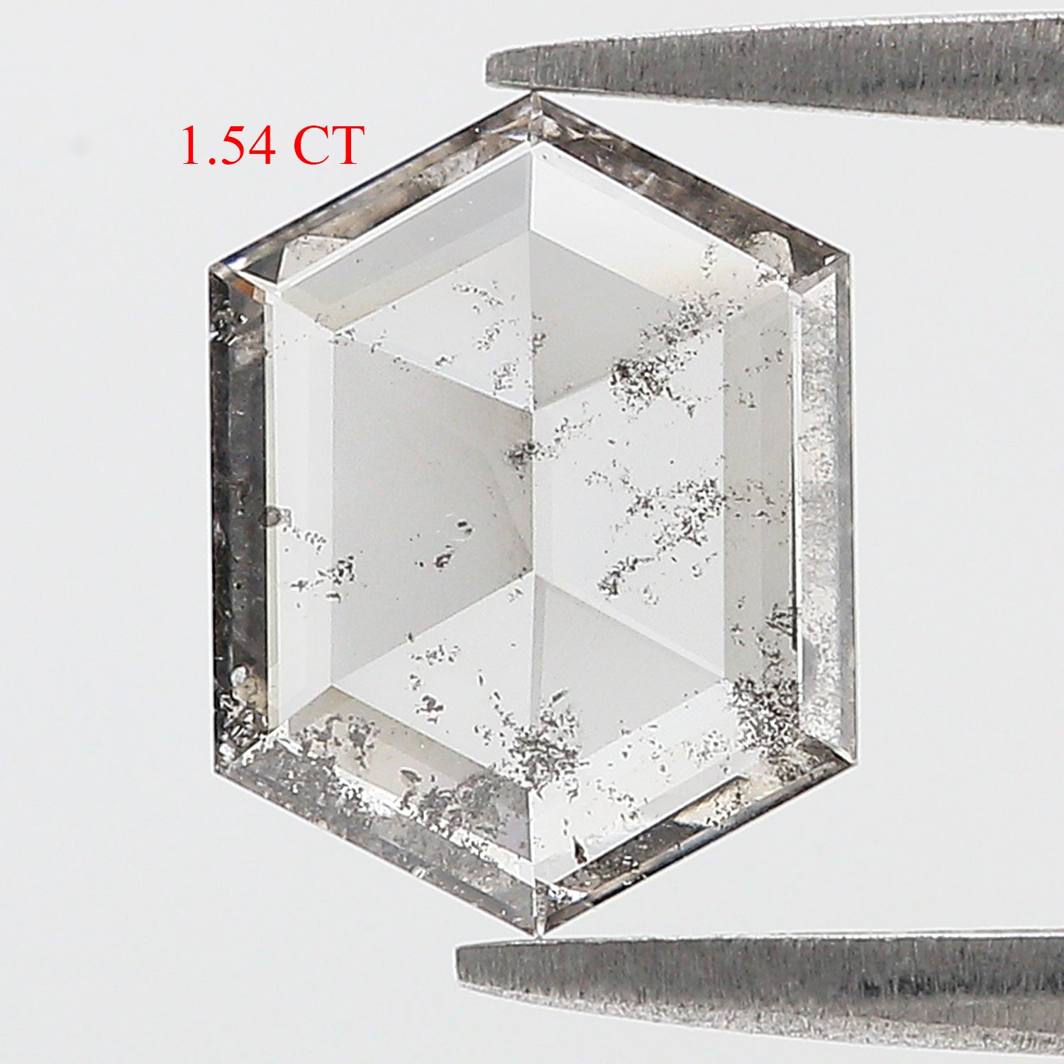 1.54 CT Hexagon Rose Cut Salt And Pepper Lab Grown 10.85 MM Loose Diamond CVD Fancy Black Grey Color Lab Created Antique Cut Diamonds N2641