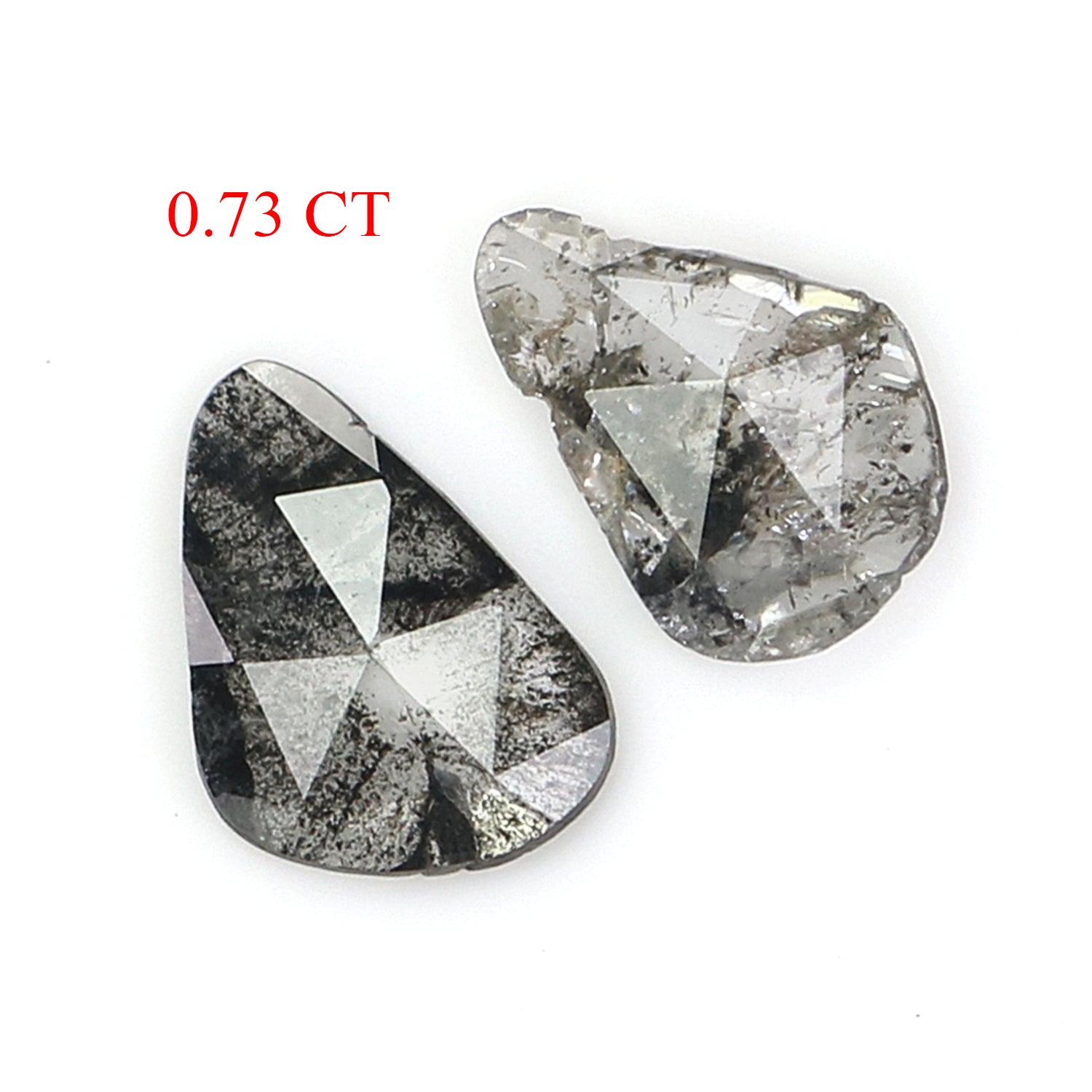 0.73 CT Natural Loose Slice Shape Diamond Salt And Pepper Slice Uncut Diamond 7.95 MM Natural Black Grey Diamond Irregular Cut Diamond L3543