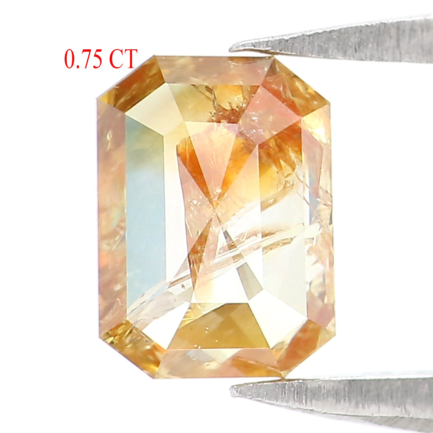 0.75 CT Natural Loose Emerald Shape Diamond Yellow Color Emerald Cut Diamond 6.10 MM Natural Yellow Diamond Emerald Rose Cut Diamond LQ359