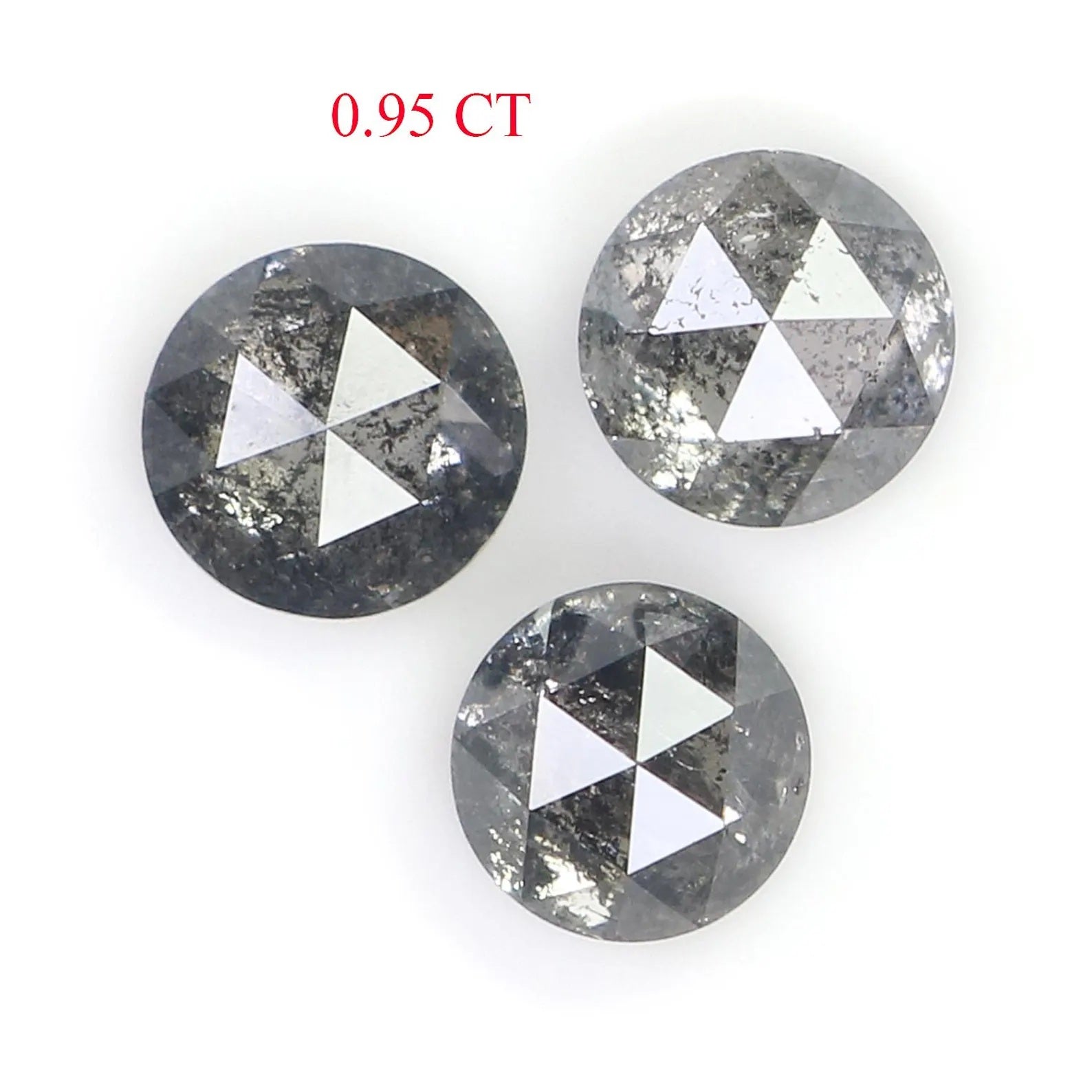0.95 CT Natural Loose Round Shape Diamond Salt And Pepper Round Diamond 4.15 MM Natural Loose Black Grey Color Round Rose Cut Diamond NQ2335