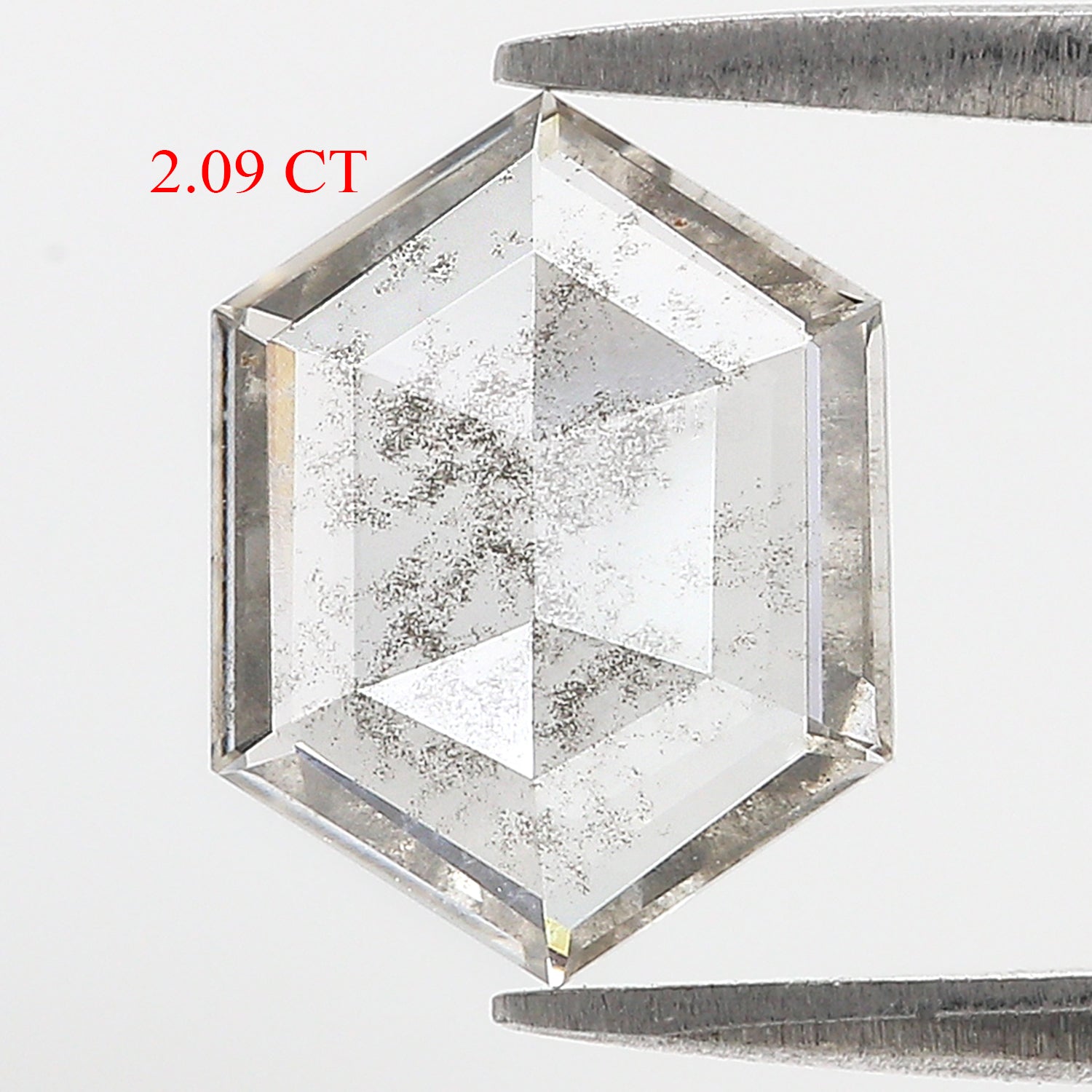 2.09 CT Hexagon Rose Cut Salt And Pepper Lab Grown 10.90 MM Loose Diamond CVD Fancy Black Grey Color Lab Created Antique Cut Diamonds L3568