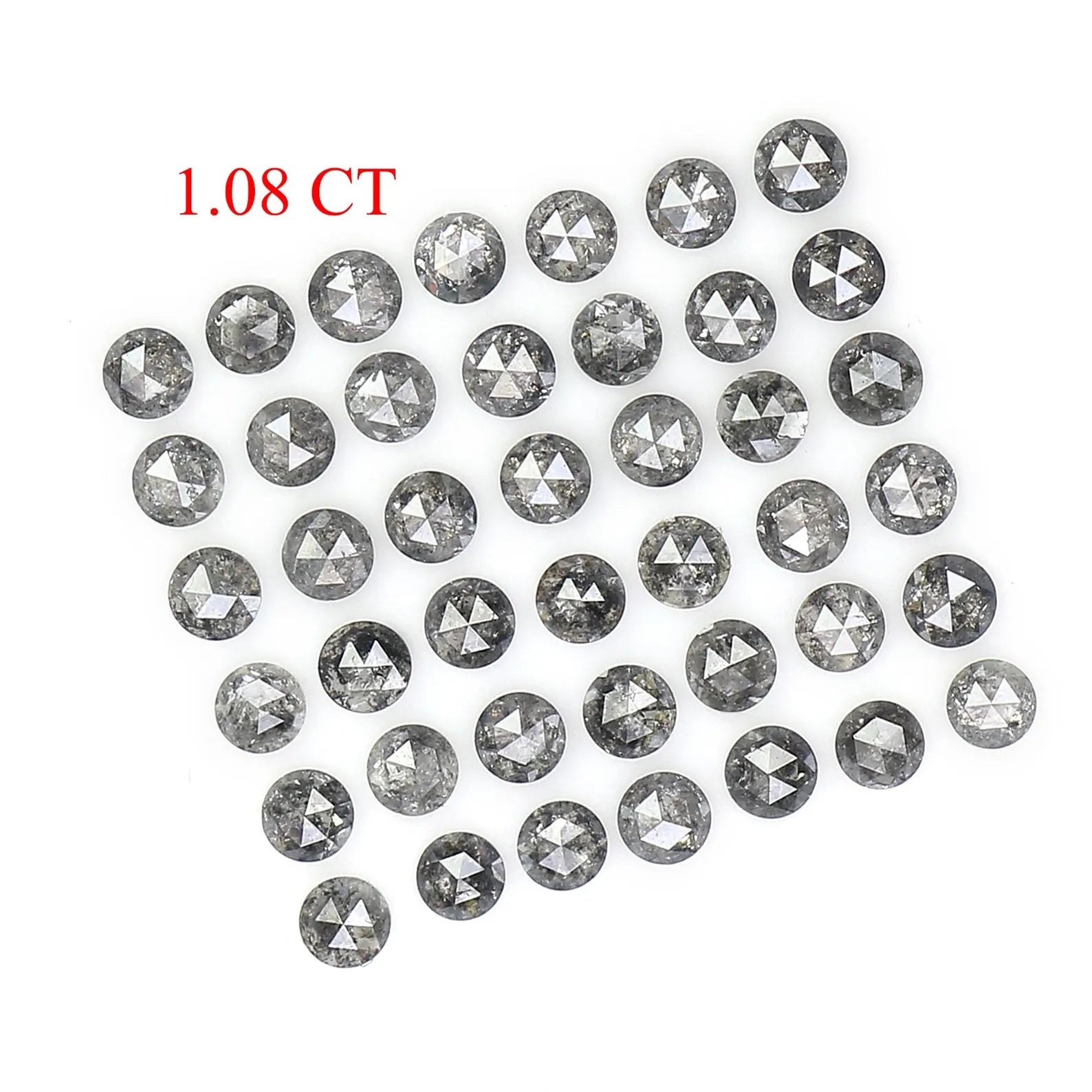 1.08 CT Natural Loose Round Rose Cut Diamond Salt And Pepper Round Diamond 1.70 MM Natural Black Grey Color Round Rose Cut Diamond NQ1558