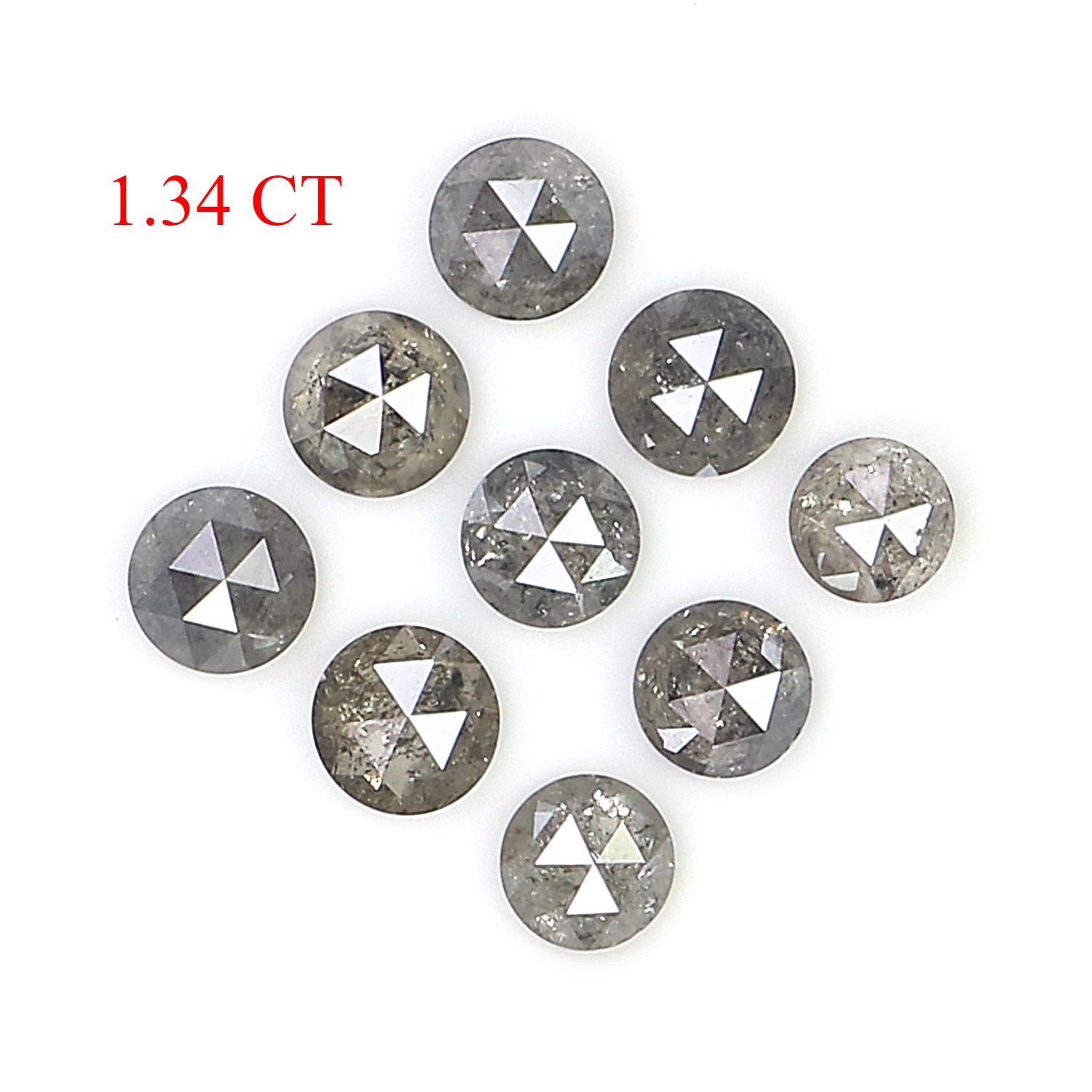 1.34 Ct Natural Loose Round Rose Cut Diamond Salt And Pepper Round Shape Diamond 2.80 MM Natural Black Grey Round Rose Cut Diamond KQ2551