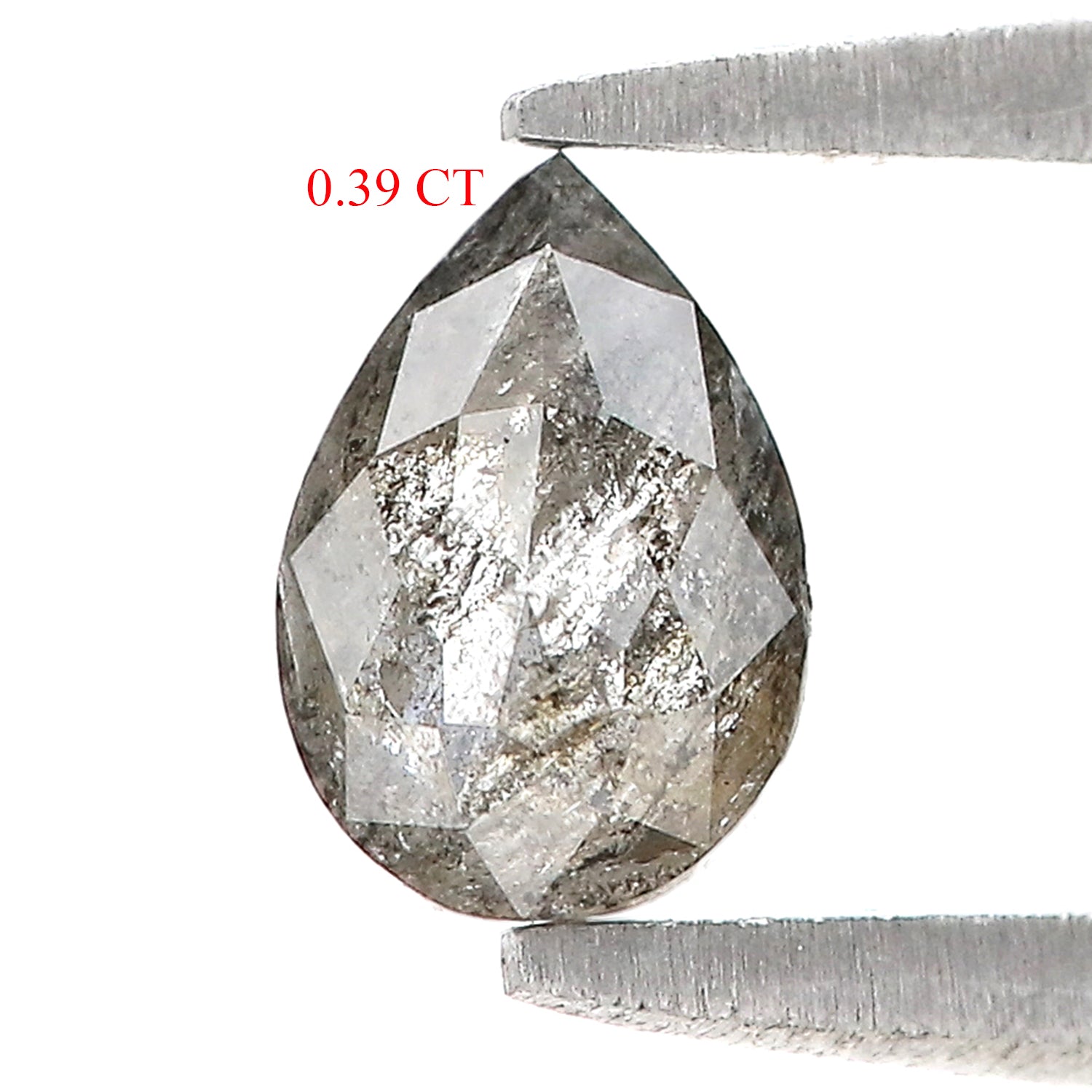 0.39 CT Natural Loose Pear Shape Diamond Salt And Pepper Pear Diamond 5.85 MM Natural Loose Black Grey Color Pear Rose Cut Diamond LQ3351