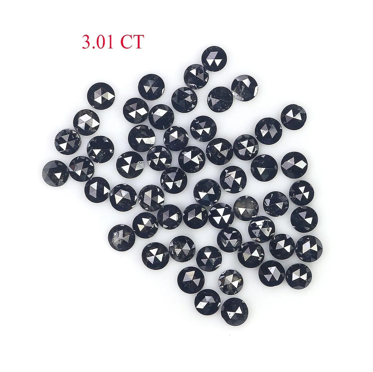 3.01 Ct Natural Loose Round Shape Diamond Black Color Round Diamond 2.30 MM Natural Loose Diamond Black Color Round Rose Cut Diamond NQ1788