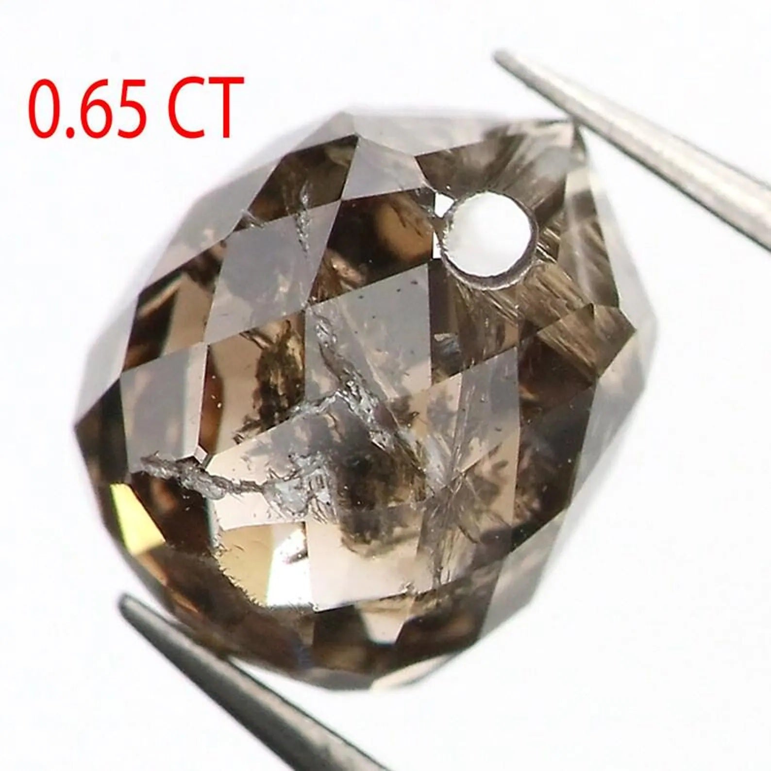 0.65 Ct Natural Loose Briolette Shape Diamond Brown Color Drop Cut Diamond 4.80 MM Natural Loose Brown Color Drop Rose Cut Diamond NQ411