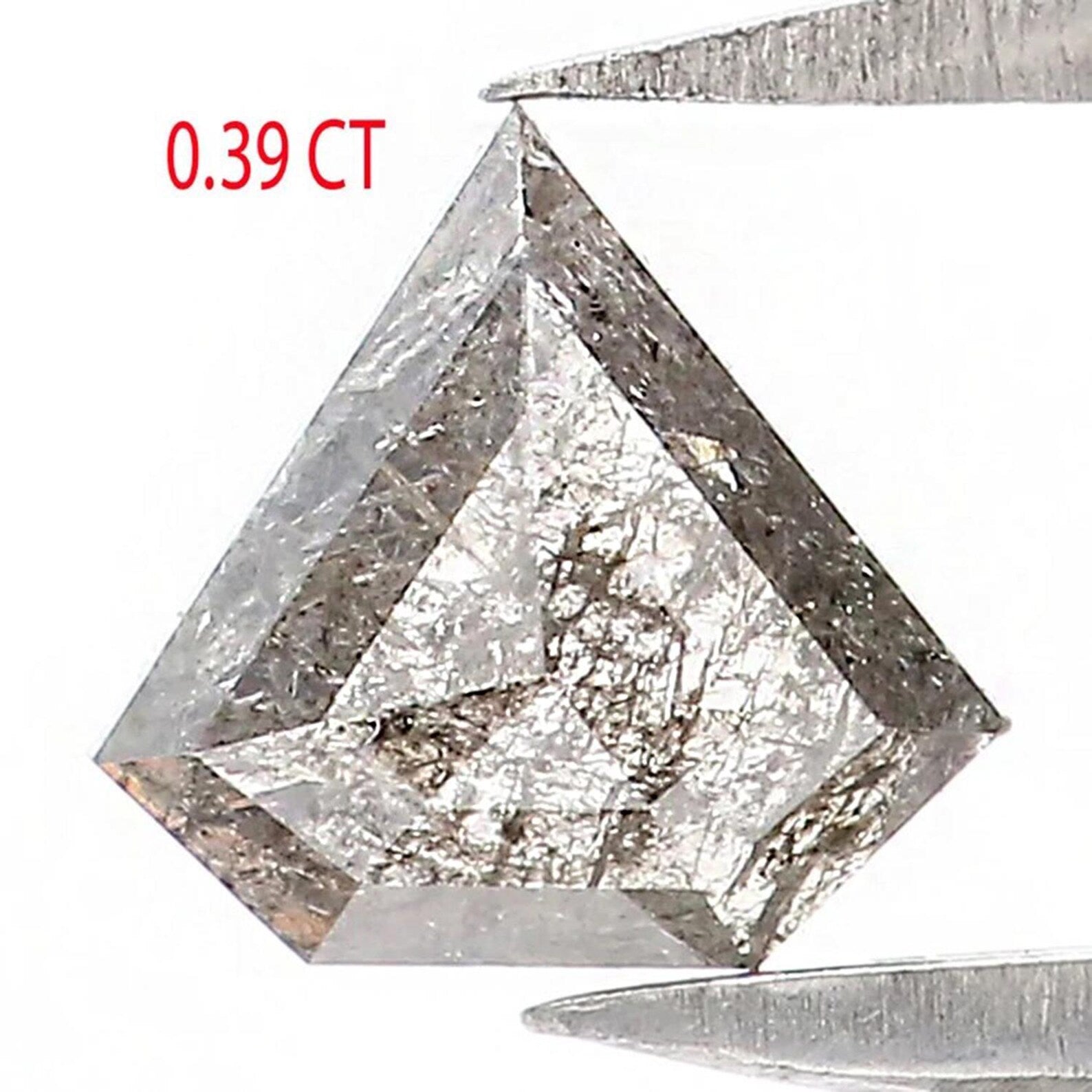 0.39 CT Natural Loose Shield Shape Diamond Salt And Pepper Shield Diamond 5.60 MM Natural Black Gray Color Shield Rose Cut Diamond NQ9325