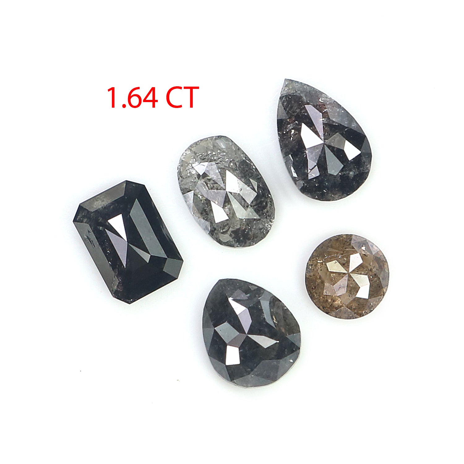 1.64 Ct Natural Loose Mix Shape Diamond Salt And Pepper Mix Shape Diamond 3.70 MM Natural Black Grey Color Mix Shape Rose Cut Diamond N1485
