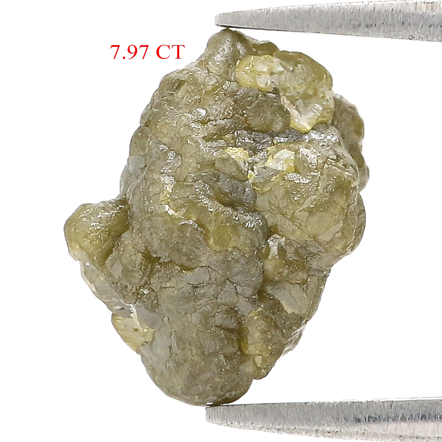 7.97 CT Natural Loose Rough Shape Diamond Green Color Rough Uncut Diamond 13.10 MM Natural Grey Color Rough Irregular Cut Diamond LQ3359