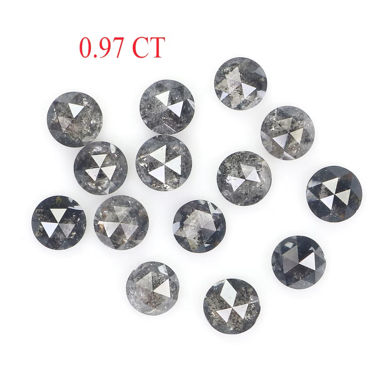 0.97 CT Natural Loose Round Cut Diamond Salt And Pepper Diamond 2.45 MM Natural Loose Diamond Black Grey Color Round Rose Cut Diamond NQ2348