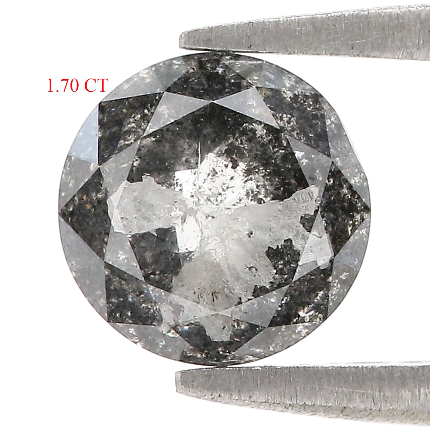 1.70 Ct Natural Loose Round Rose Cut Diamond Black Grey Color Rose Cut Diamond 7.30 MM Natural Loose Salt And Pepper Rose Cut Diamond QL882