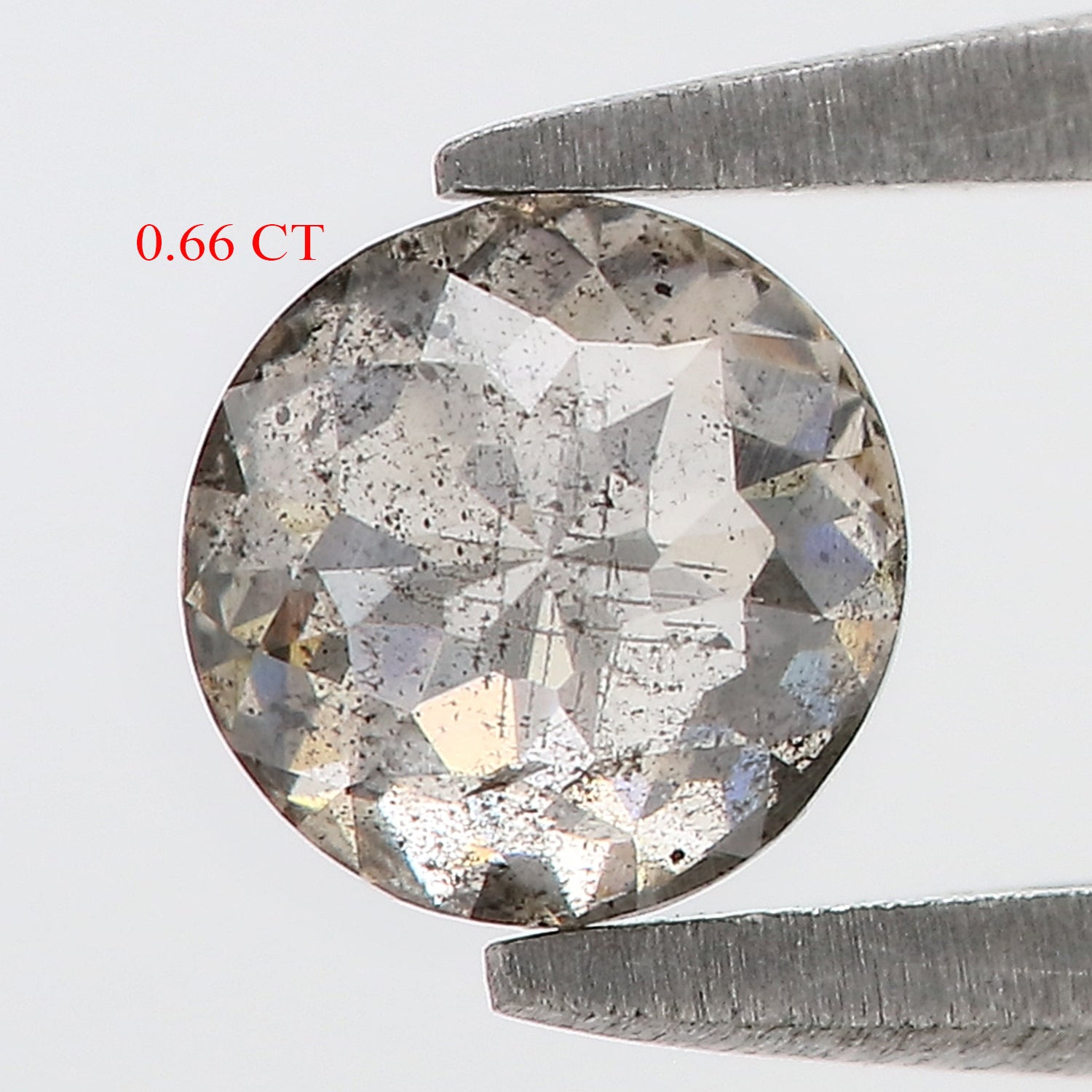 0.66 Ct Natural Loose Round Rose Cut Diamond Salt And Pepper Round Shape Diamond 5.20 MM Natural Black Grey Round Rose Cut Diamond LQ9291