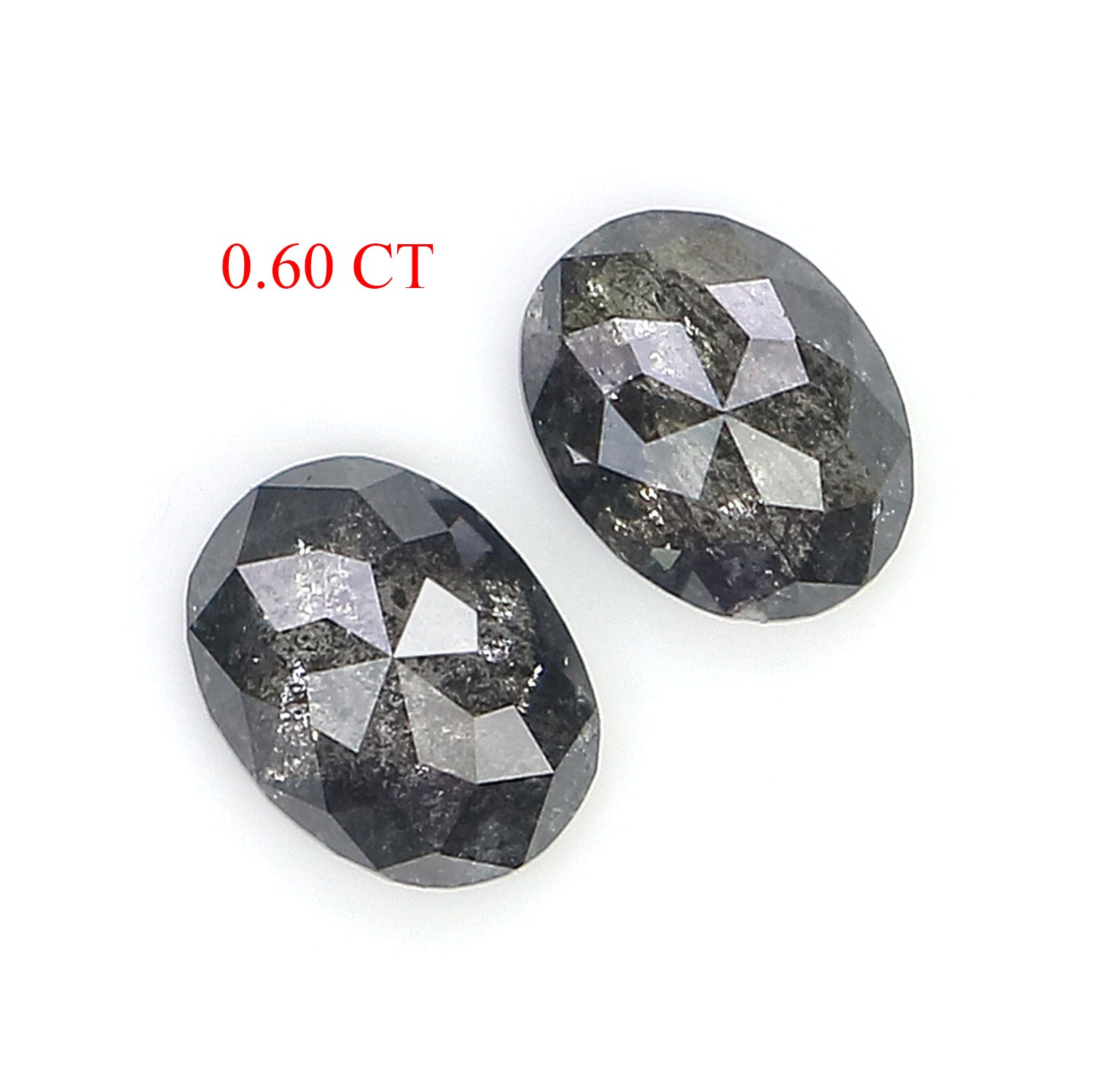 0.60 CT Natural Loose Oval Pair Diamond Black Grey Color Oval Cut Diamond 4.75 MM Salt And Pepper Oval Diamond Oval Cut Pair Diamond LQ2558