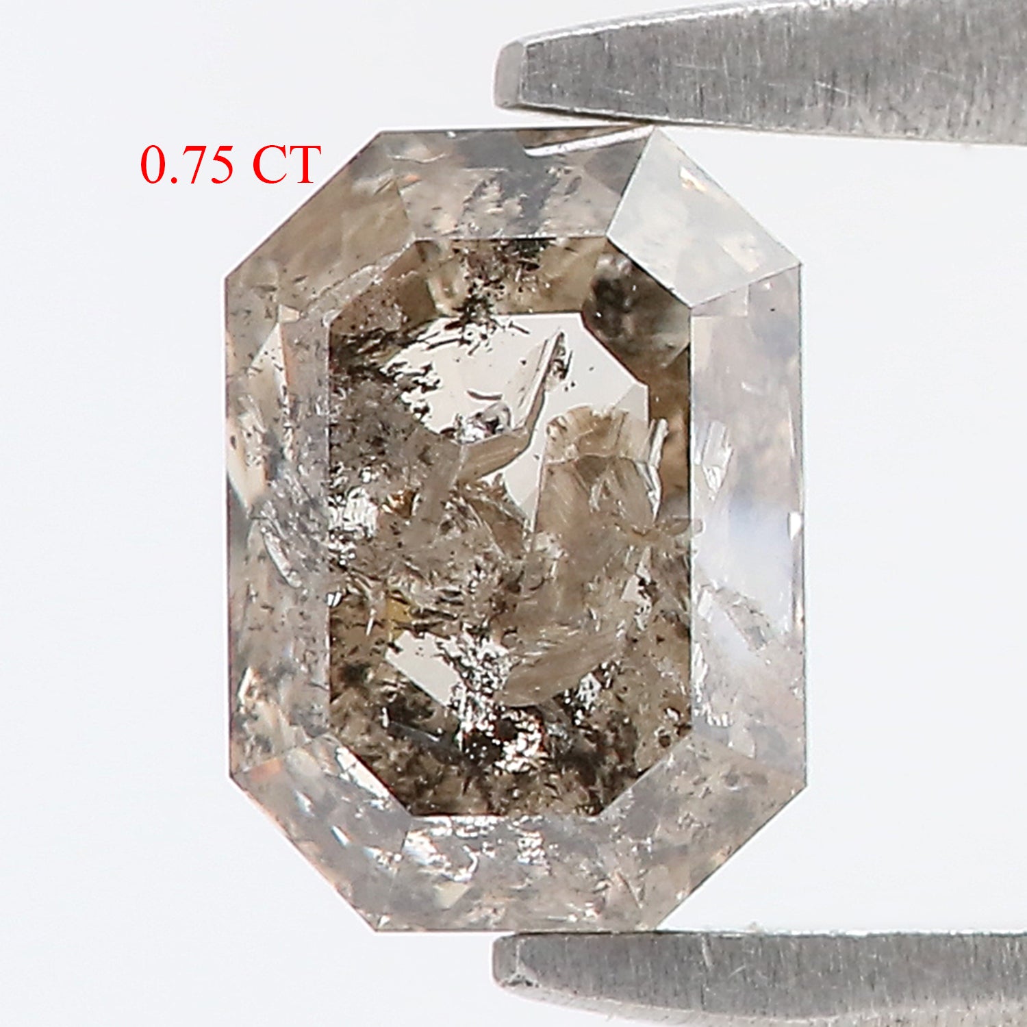 0.75 CT Natural Loose Emerald Shape Diamond Salt And Pepper Emerald Diamond 5.95 MM Black Grey Color Emerald Shape Rose Cut Diamond QL9987