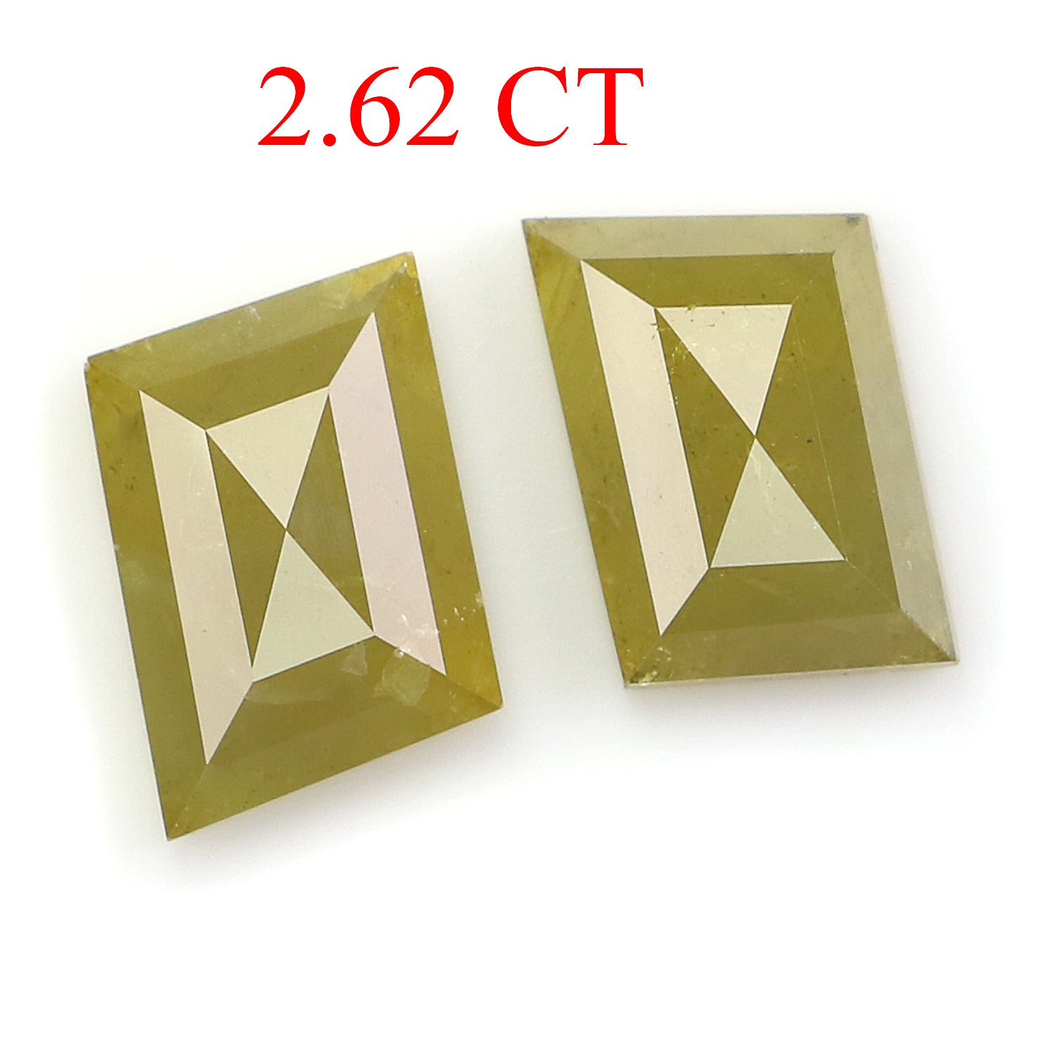 2.62 CT Natural Loose Antique Cut Pair Diamond Yellow Color Antique Shape Diamond 7.40 MM Natural Green Color Antique Rose Cut Diamond L5011