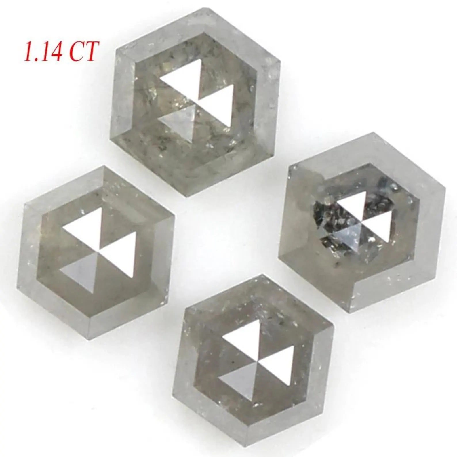 1.14 CT Natural Loose Hexagon Cut Diamond Salt And Pepper Hexagon Diamond 3.50 MM Natural Diamond Grey Color Hexagon Rose Cut Diamond NQ8779