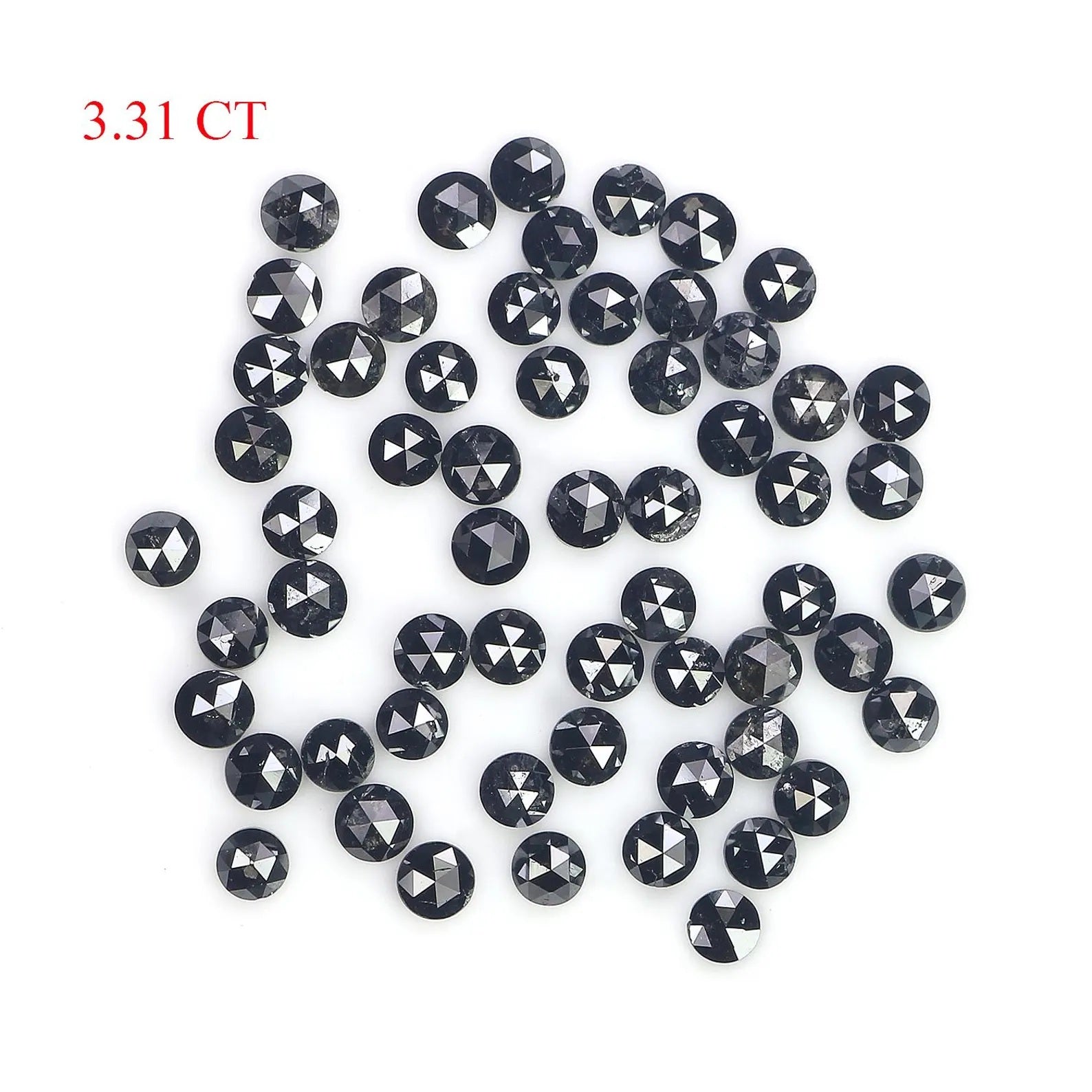 3.31 CT Natural Loose Round Shape Diamond Black Color Round Diamond 2.30 MM Natural Loose Diamond Black Color Round Rose Cut Diamond NQ1800