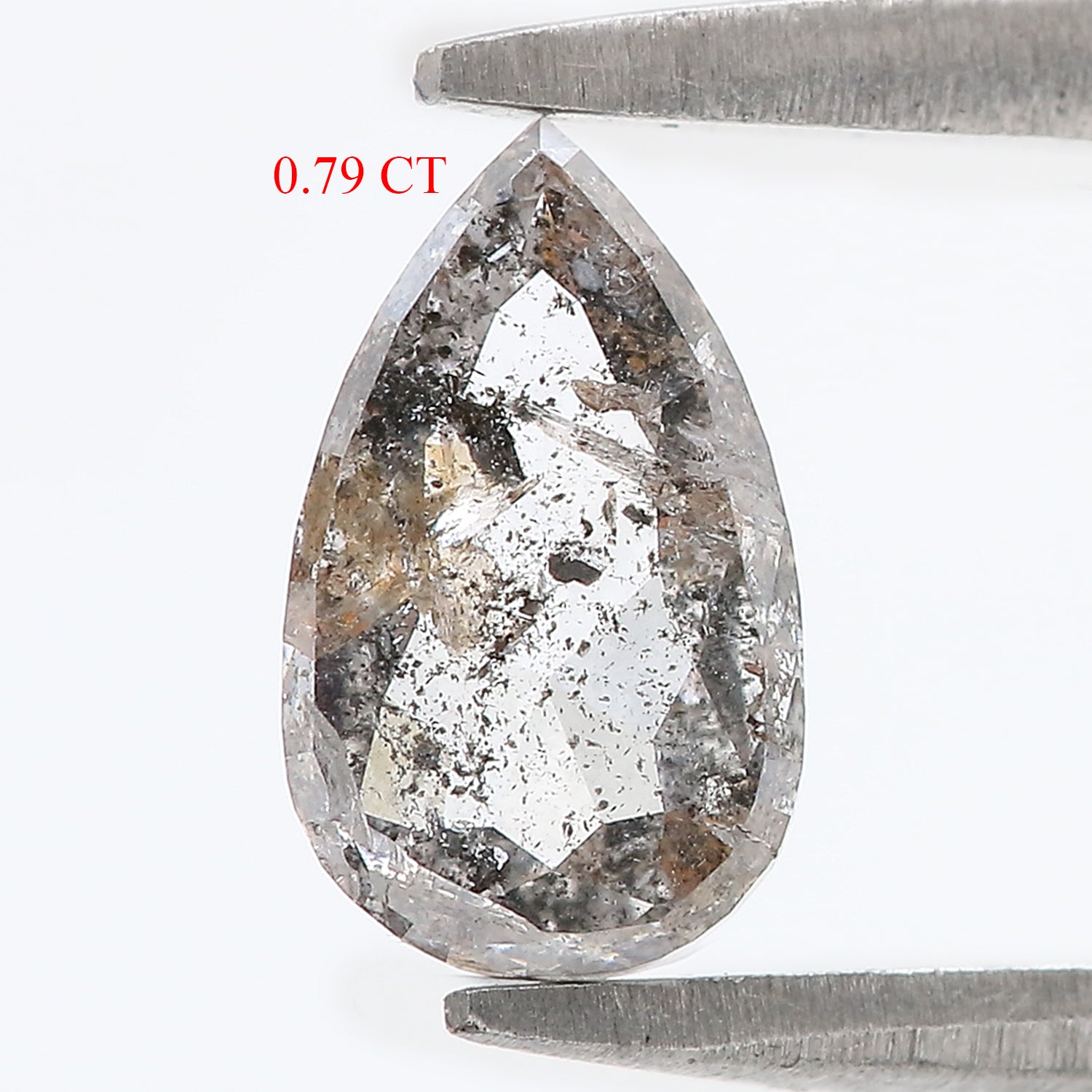 0.79 CT Natural Loose Pear Shape Diamond Salt And Pepper Pear Rose Cut Diamond 8.05 MM Black Grey Color Pear Shape Rose Cut Diamond QL9511