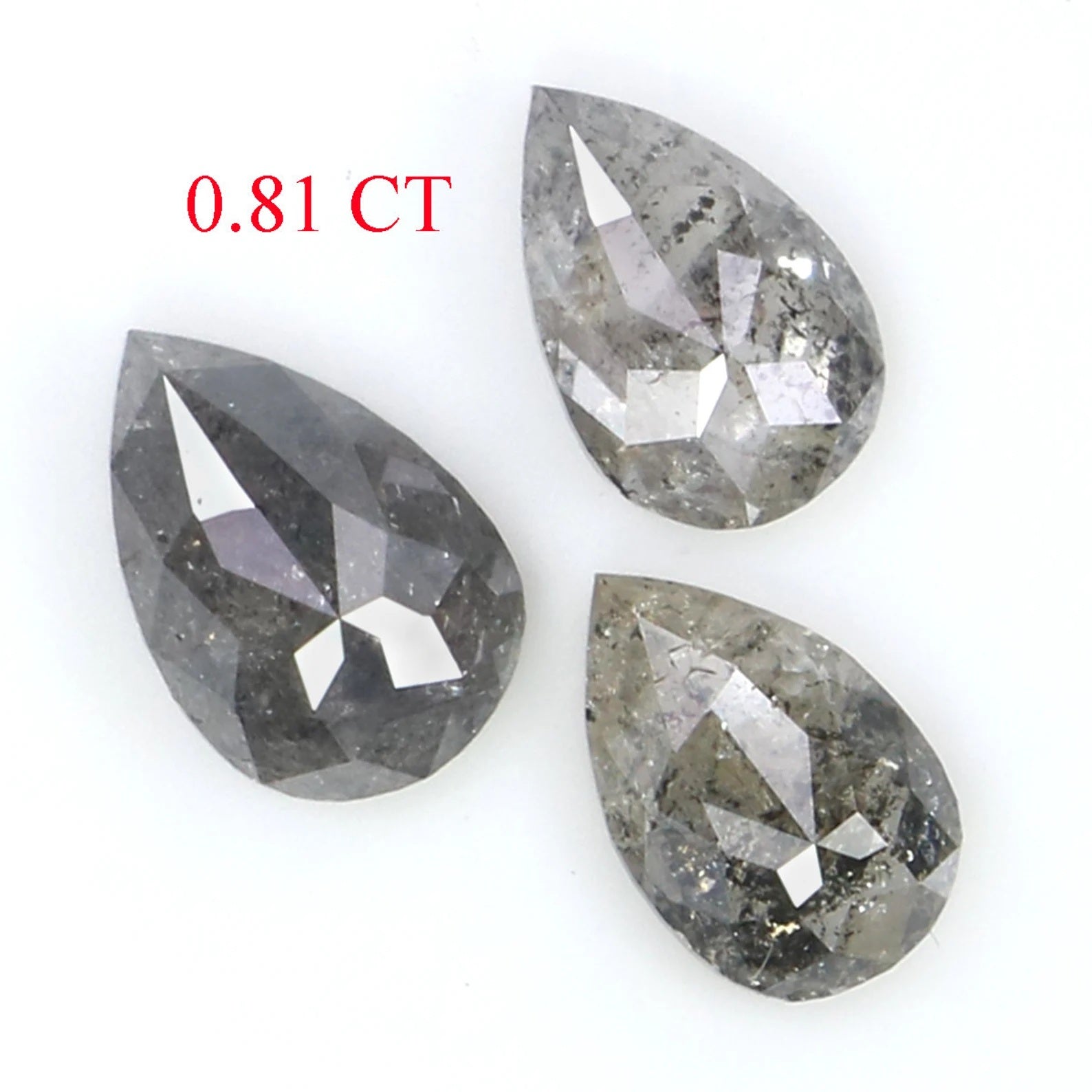 Natural Loose Pear Diamond, Salt And Pepper Pear Diamond, Natural Loose Diamond, Pear Rose Cut Diamond, 0.81 CT Pear Shape Diamond, KDN2285