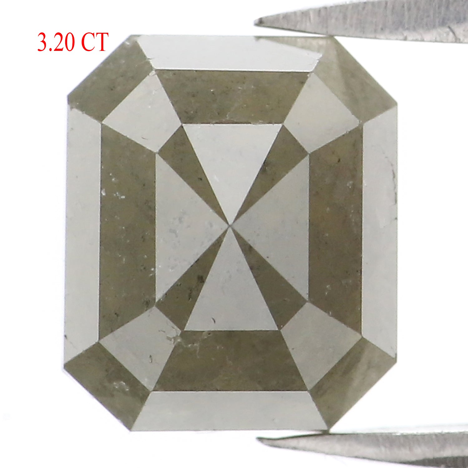3.20 CT Natural Loose Emerald Shape Diamond Grey Color Emerald Cut Diamond 8.40 MM Natural Loose Grey Color Emerald Rose Cut Diamond LQ2832