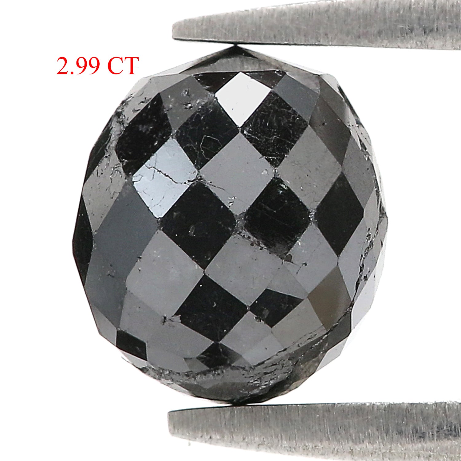 2.99 Ct Natural Loose Briolette Shape Diamond Black Color Drop Diamond 7.50 MM Natural Loose Black Color Briolette Rose Cut Diamond KQ1191