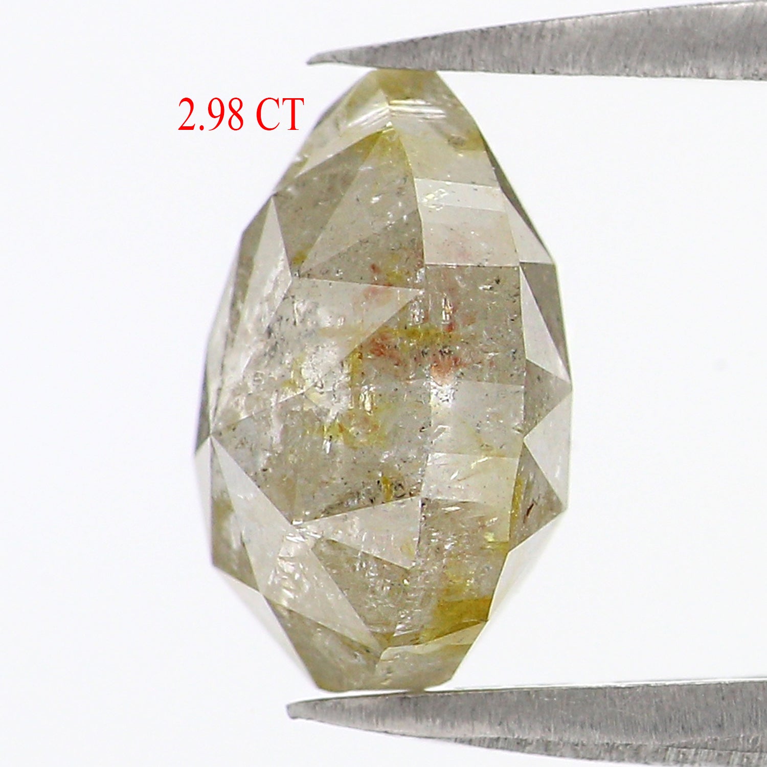 2.98 CT Natural Loose Pear Shape Diamond Yellow Grey Color Pear Cut Diamond 9.30 MM Natural Loose Diamond Pear Shape Rose Cut Diamond QL7462