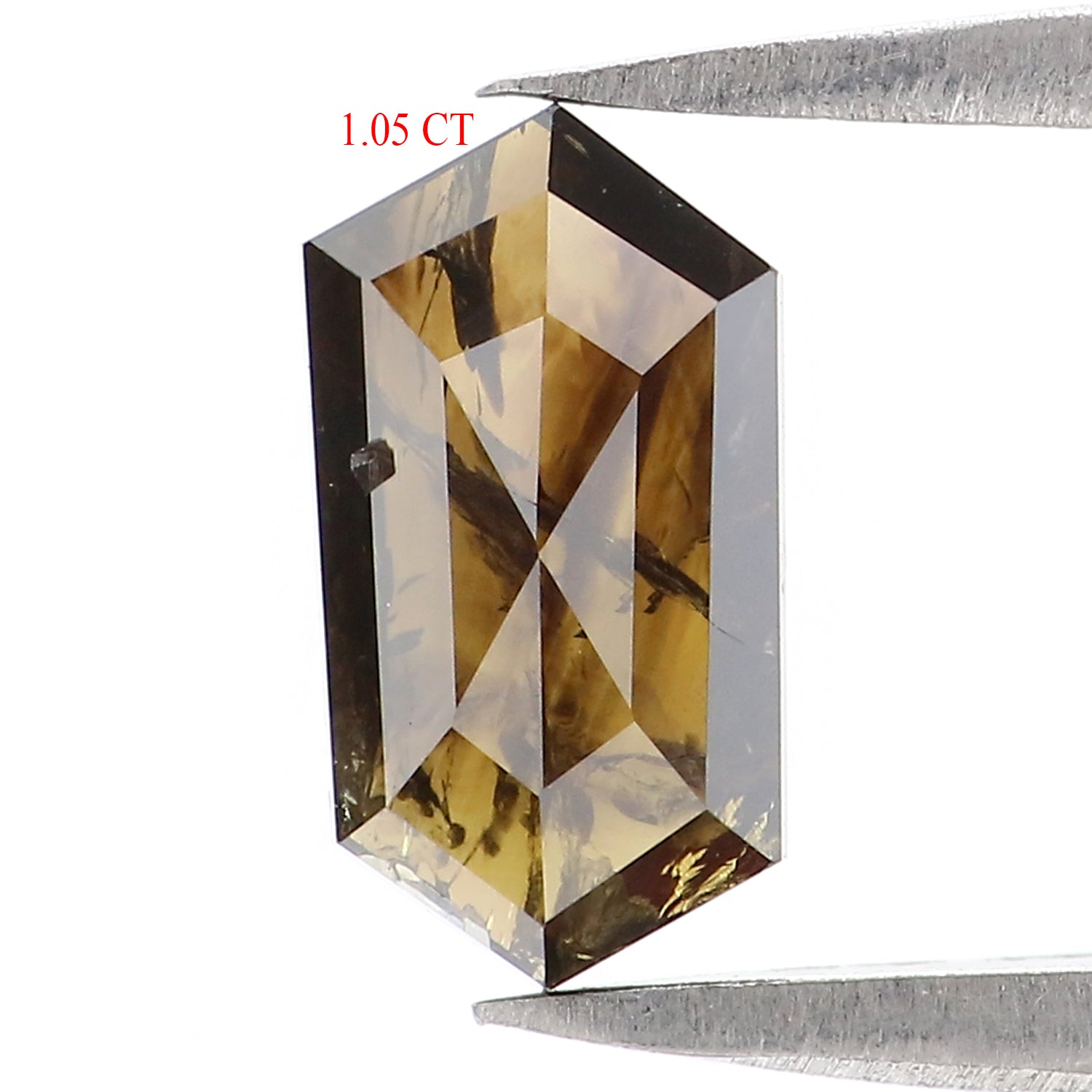1.05 CT Natural Loose Hexagon Shape Diamond Brown Color Hexagon Diamond 8.70 MM Natural Loose Brown Color Hexagon Rose Cut Diamond KQ1486