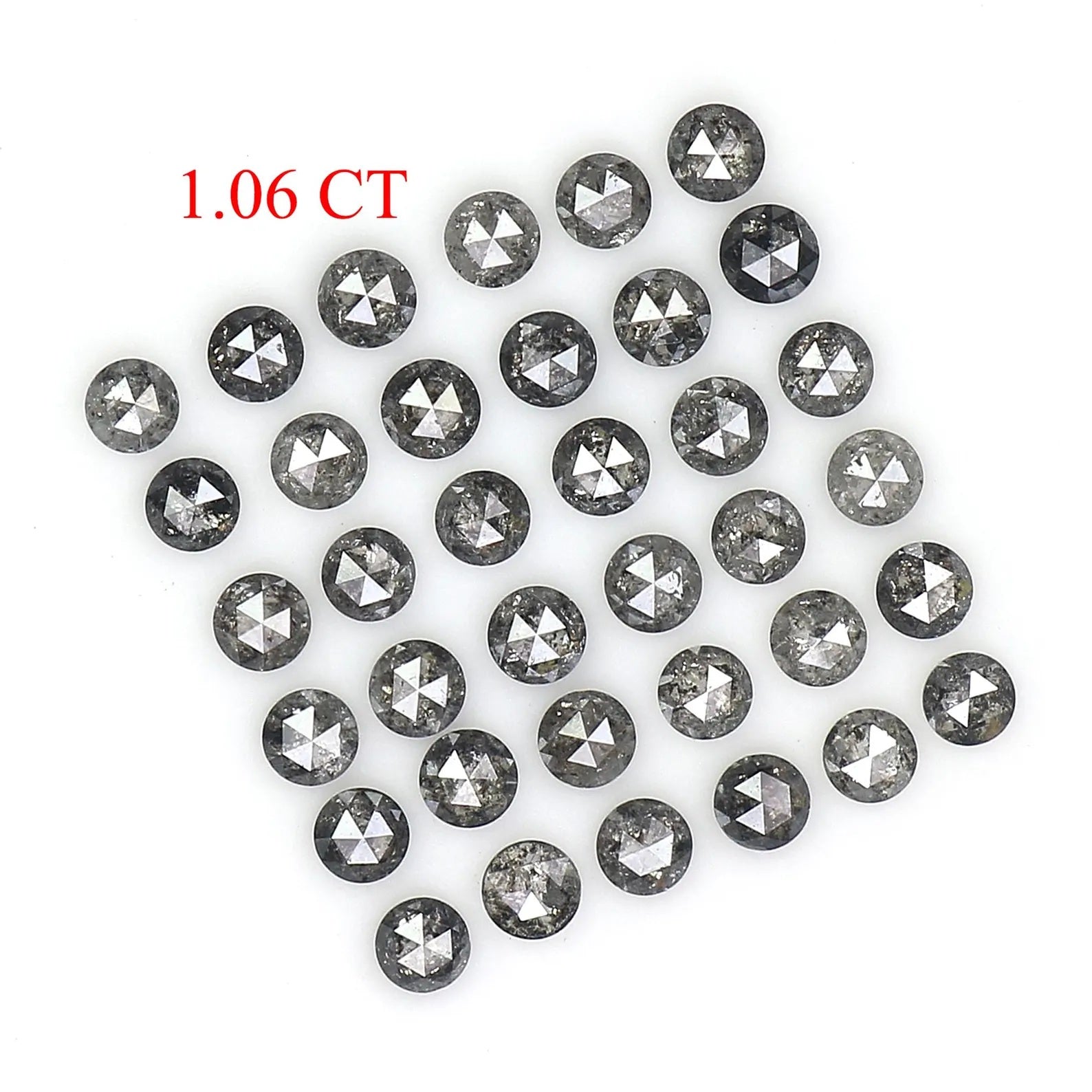 1.06 CT Natural Loose Round Rose Cut Diamond Salt And Pepper Round Diamond 1.80 MM Natural Black Grey Color Round Rose Cut Diamond NQ1559
