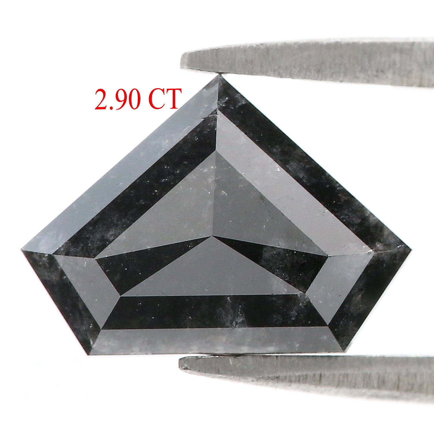 2.90 CT Natural Loose Shield Shape Diamond Salt And Pepper Shield Diamond 8.60 MM Natural Loose Black Color Shield Rose Cut Diamond QL1035