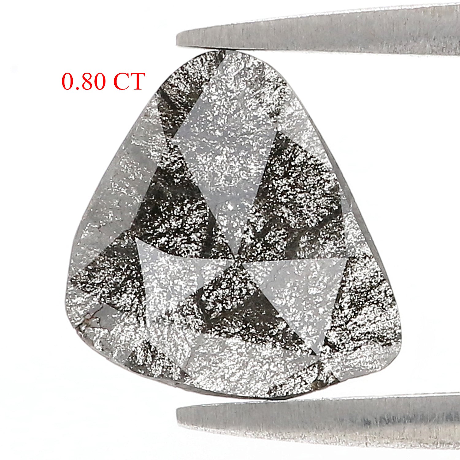 0.80 CT Natural Loose Slice Shape Diamond Salt And Pepper Slice Uncut Diamond 9.75 MM Natural Black Grey Slice Irregular Cut Diamond L3549