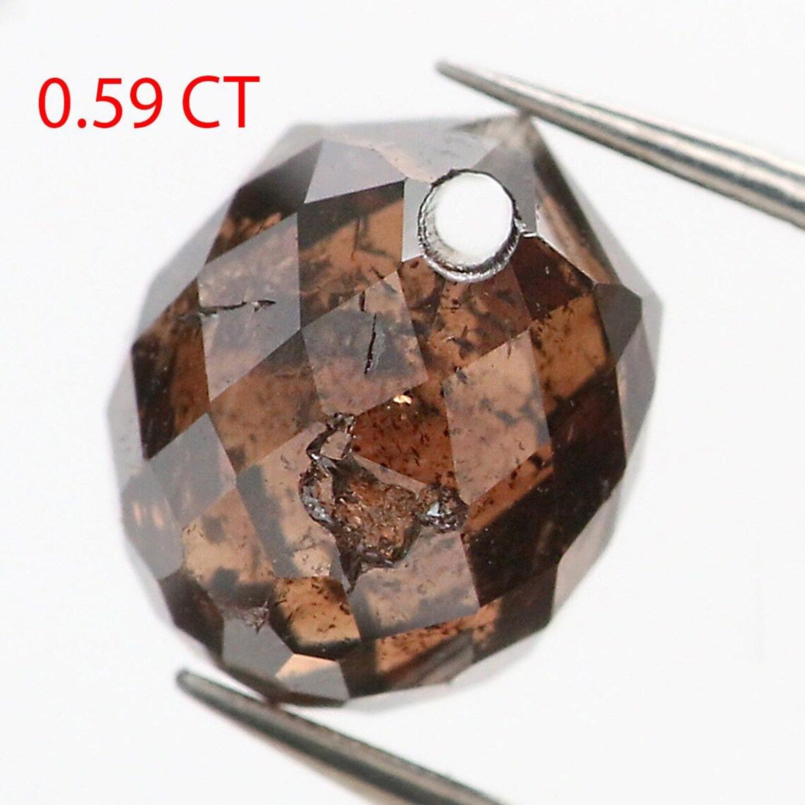 0.59 Ct Natural Loose Briolette Shape Diamond Brown Color Drop Diamond 4.70 MM Natural Loose Brown Color Briolette Rose Cut Diamond NQ405