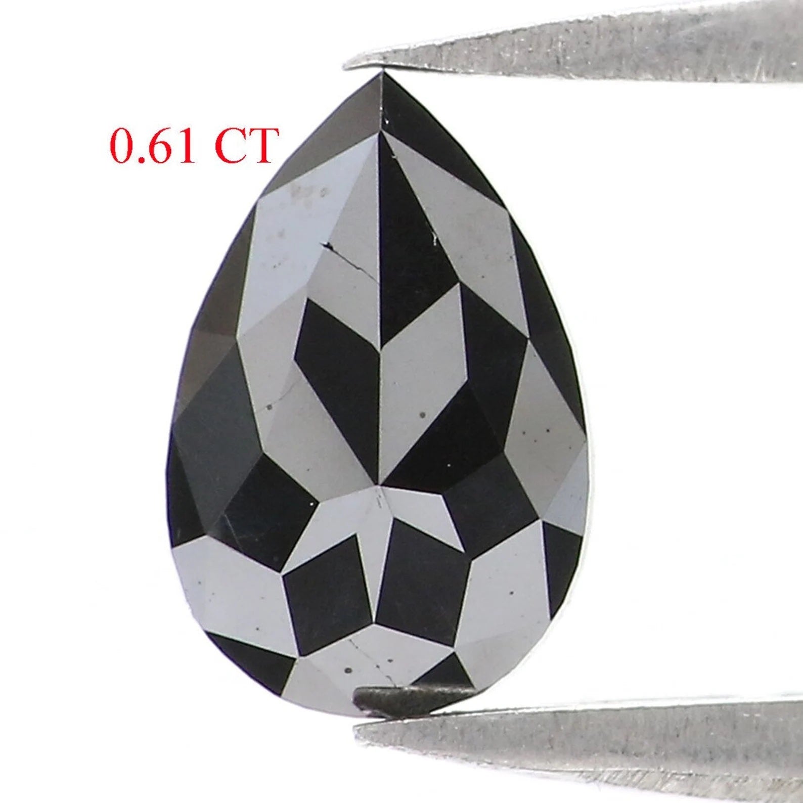 0.61 CT Natural Loose Pear Shape Diamond Black Color Pear Shape Diamond 7.35 MM Natural Loose Diamond Black Pear Rose Cut Diamond QN2270