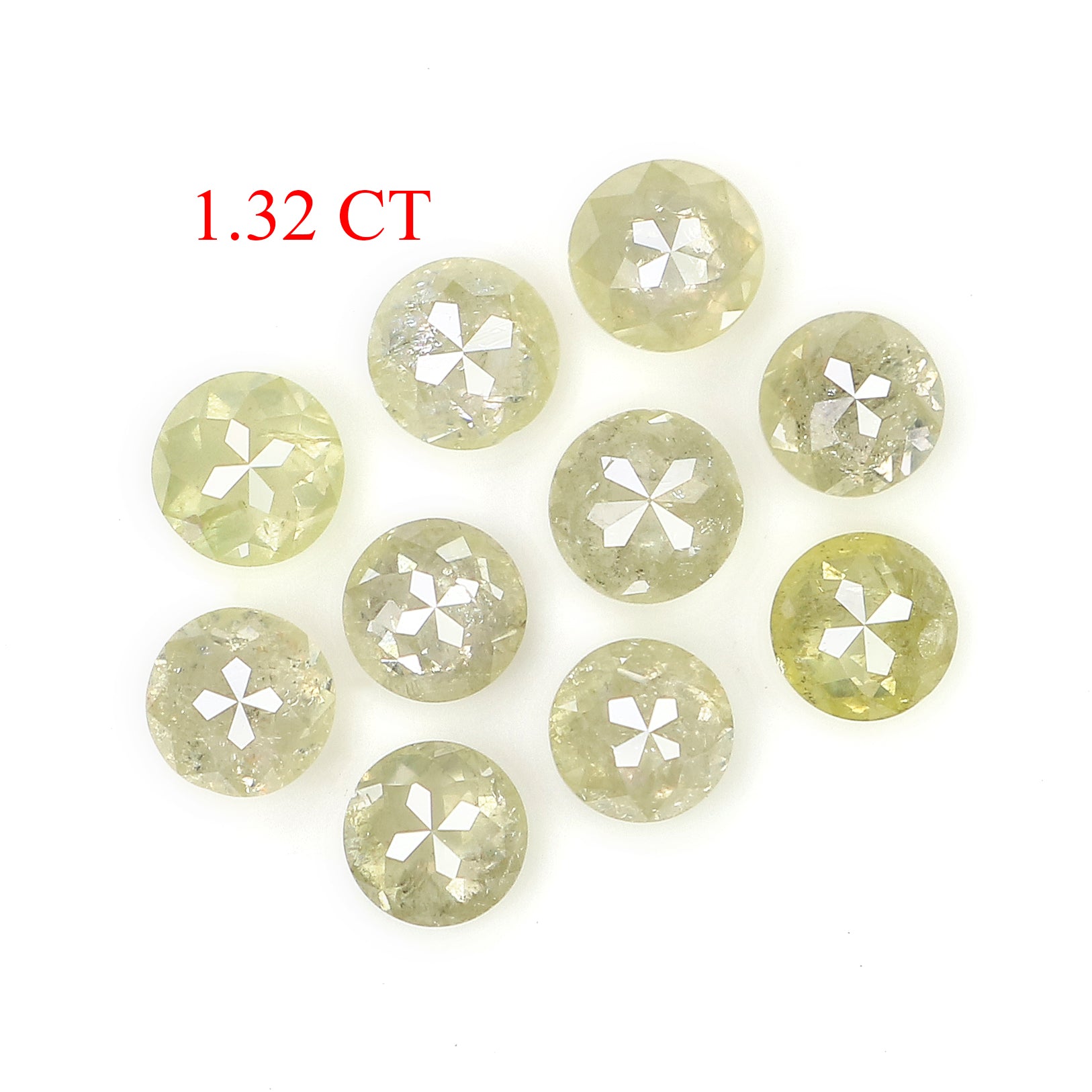 1.32 CT Natural Loose Round Rose Cut Diamond Grey Color Round Shape Diamond 2.90 MM Natural Loose Yellow Color Round Rose Cut Diamond LQ9253