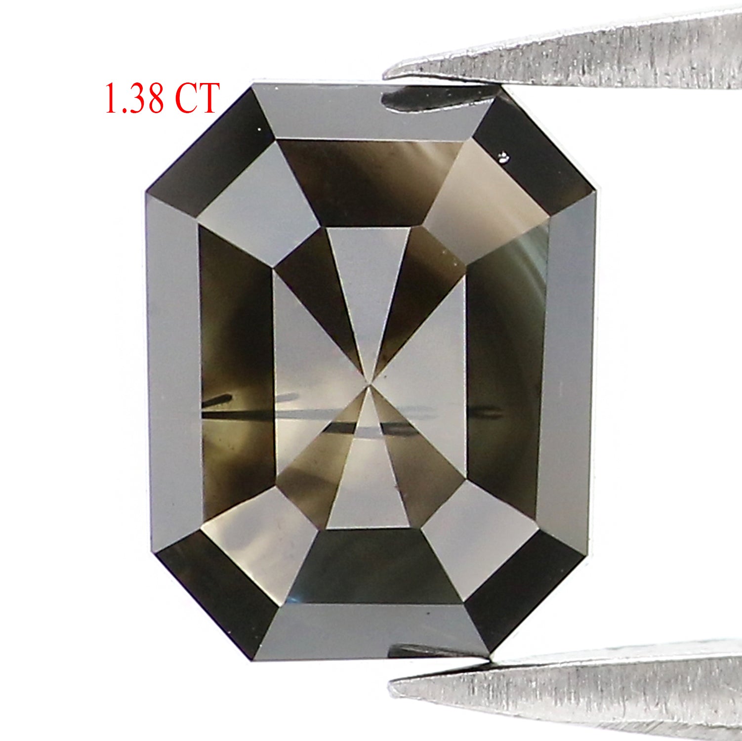 1.38 CT Natural Loose Emerald Diamond Black Color Emerald Diamond 7.00 MM Natural Loose Diamond Emerald Shape Diamond Emerald Cut QK2087